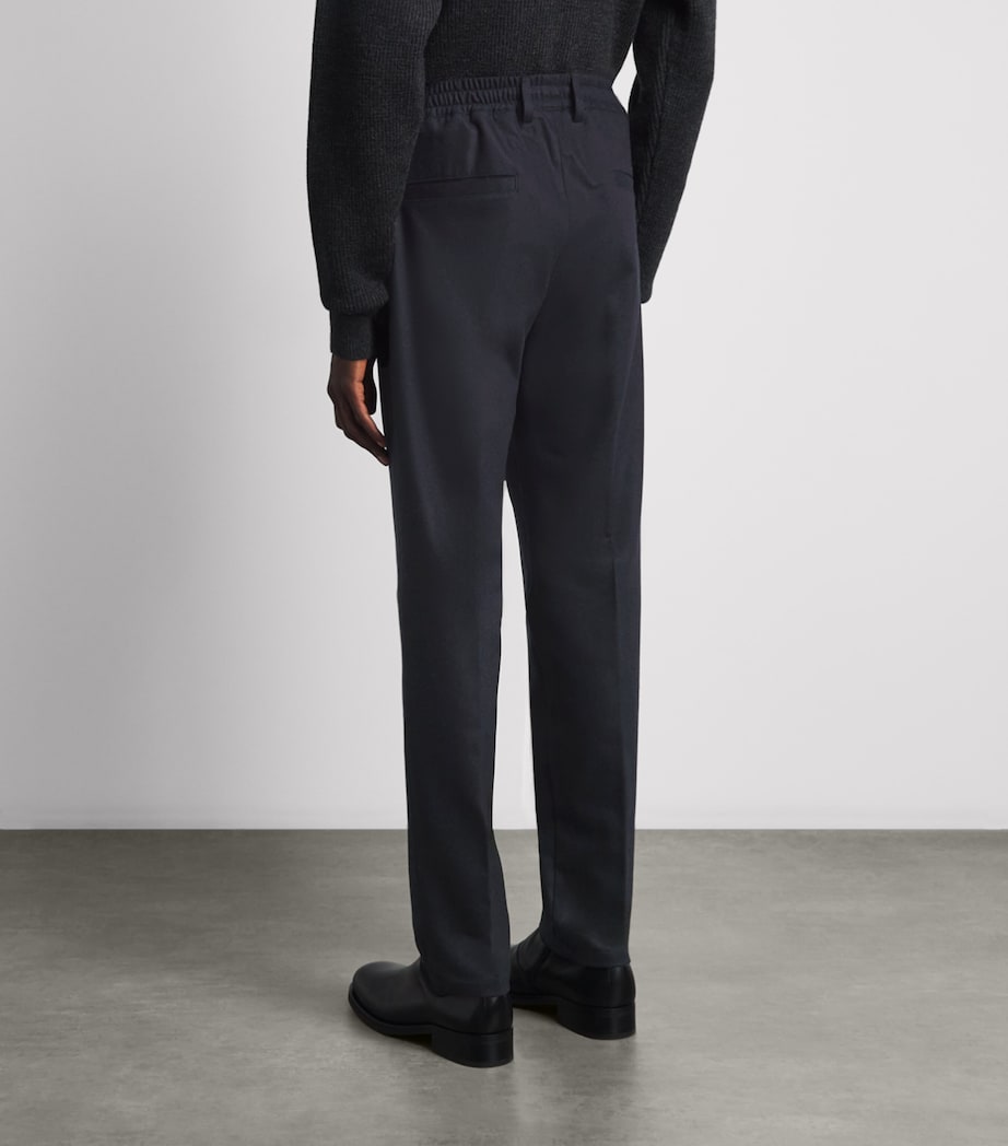 Eleventy Mens Stretch-Cotton Elasticated Trousers Blu Image 5