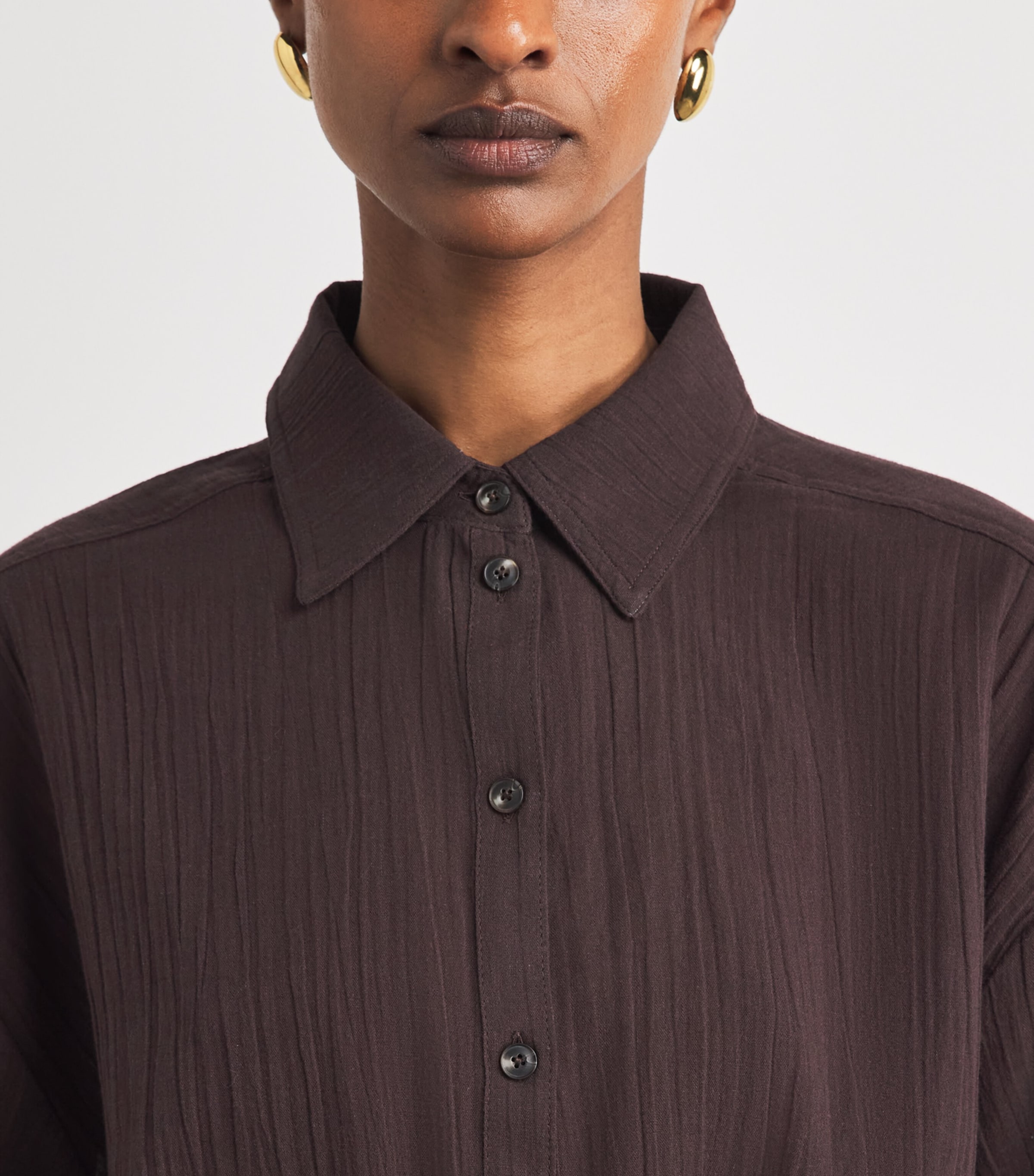 ME+EM Womens Cotton Tie-Front Beach Shirt Cocoa Brown Image 3