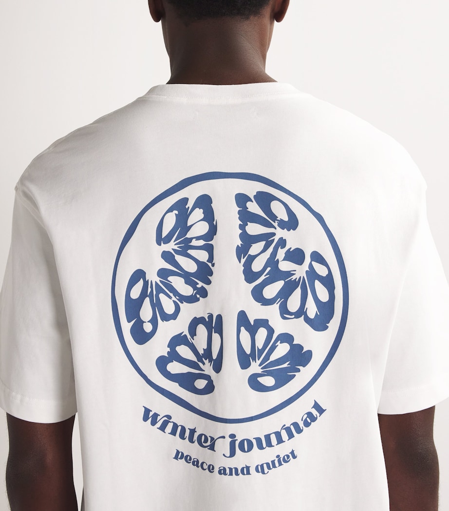 SAMSOE SAMSOE Mens Circle Logo Sajournal T-Shirt White Peace Image 6