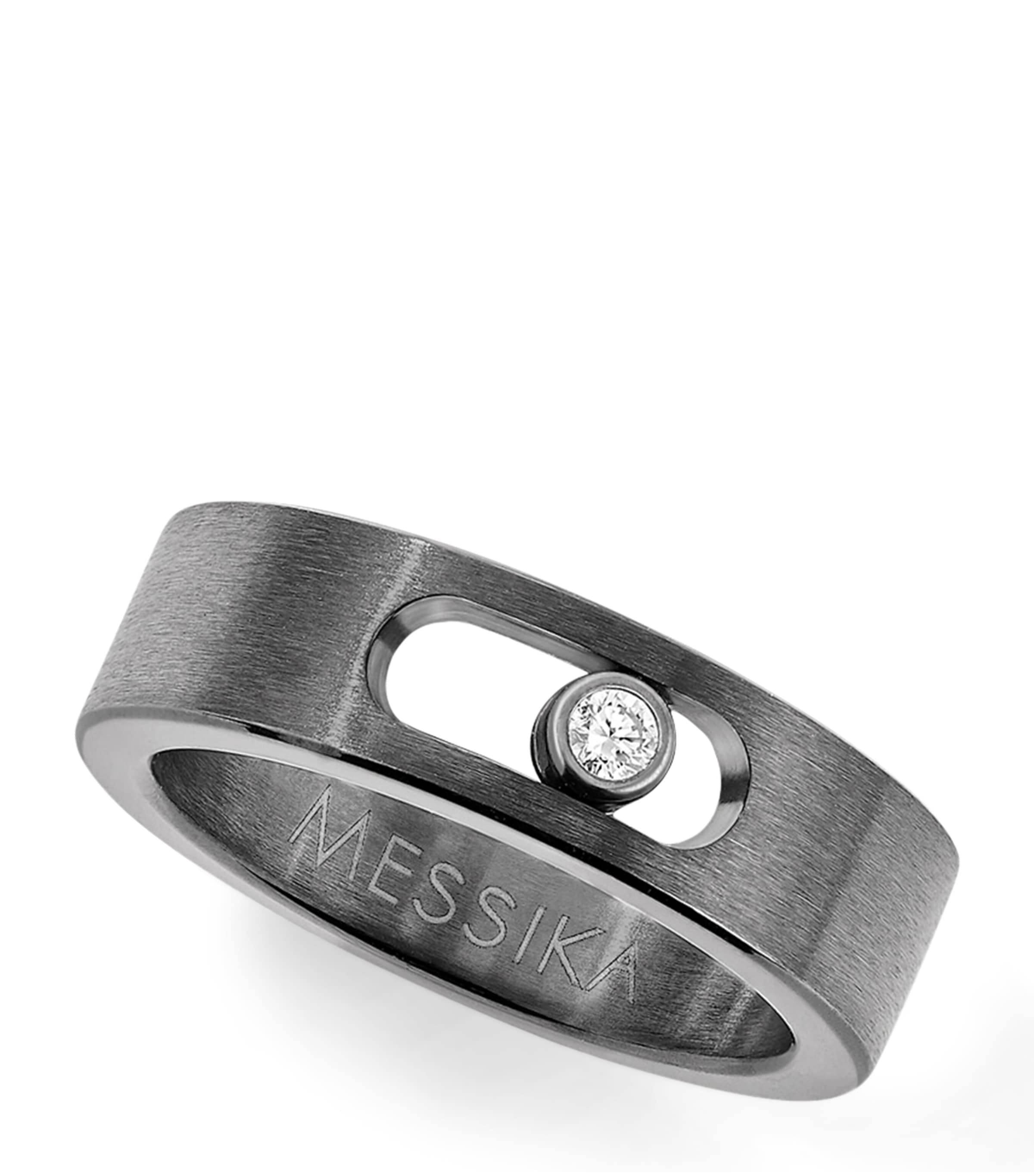 Messika Move Titanium Brushed Titanium and Diamond Ring (0.05ct) Titanium Grey Image 1