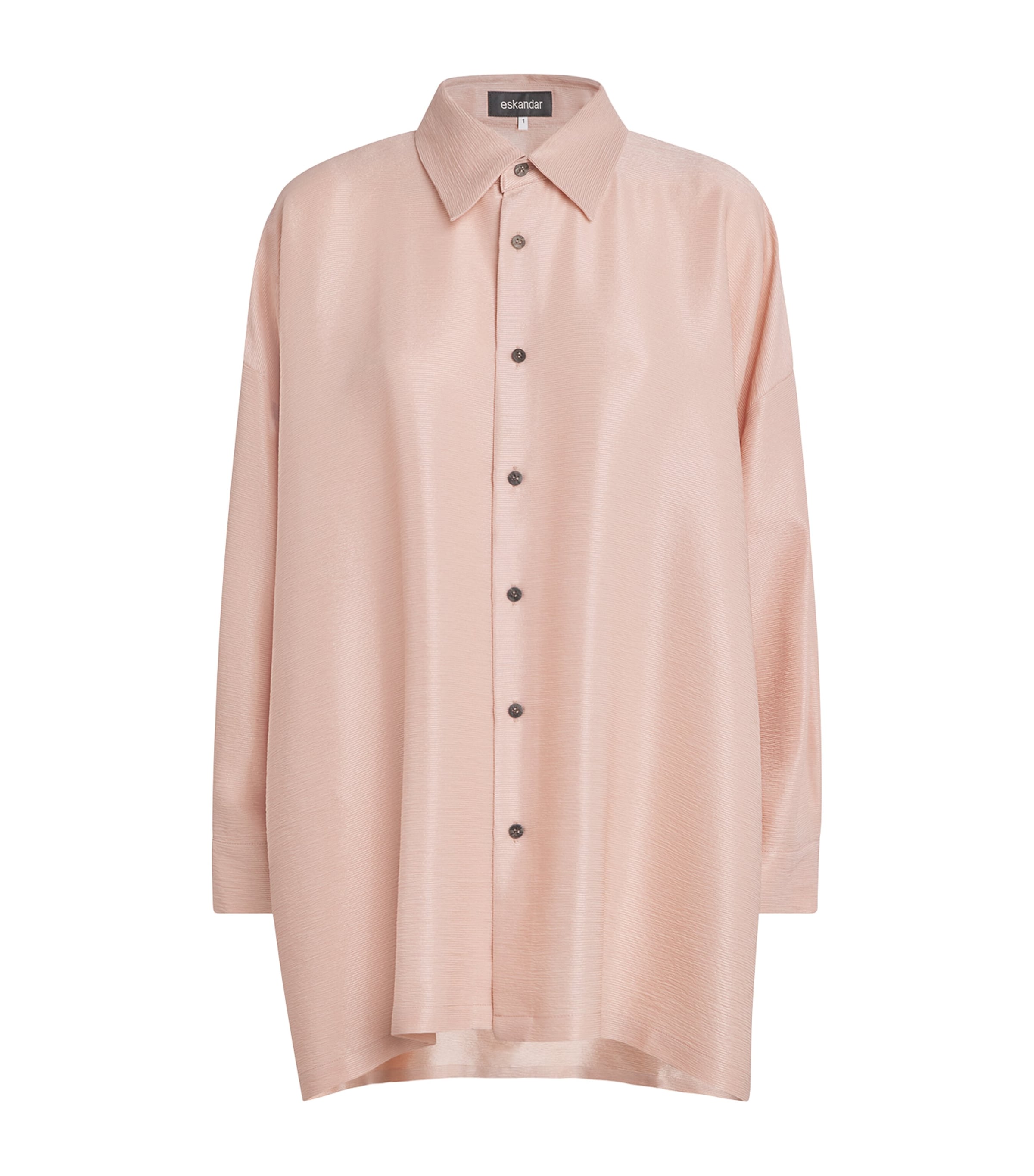 Eskandar Womens Silk Plissé Wide A-Line Shirt Rosepowder Image 1