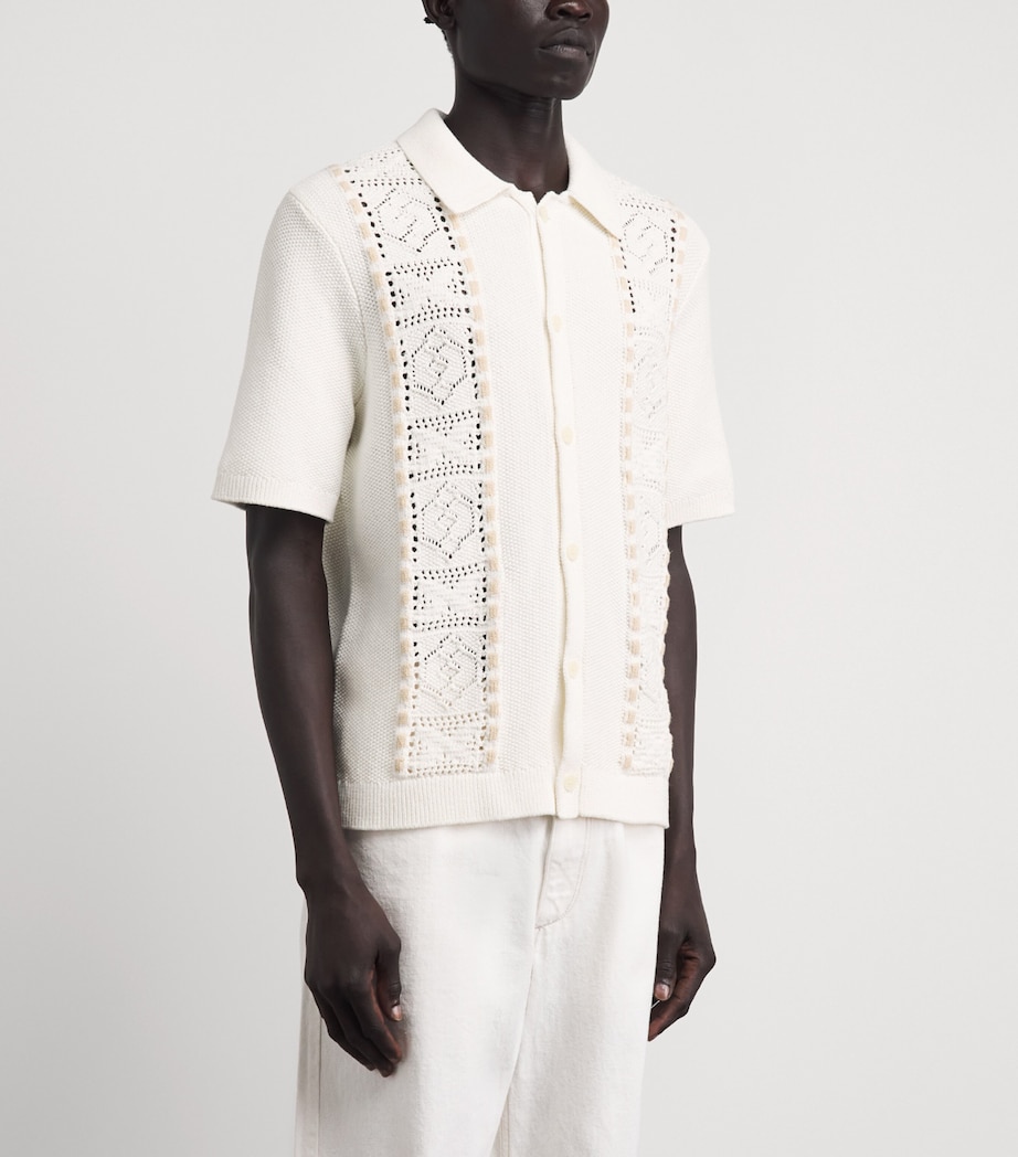 Wax London Mens Cotton Knitted Tellaro Shirt Ecru Image 4