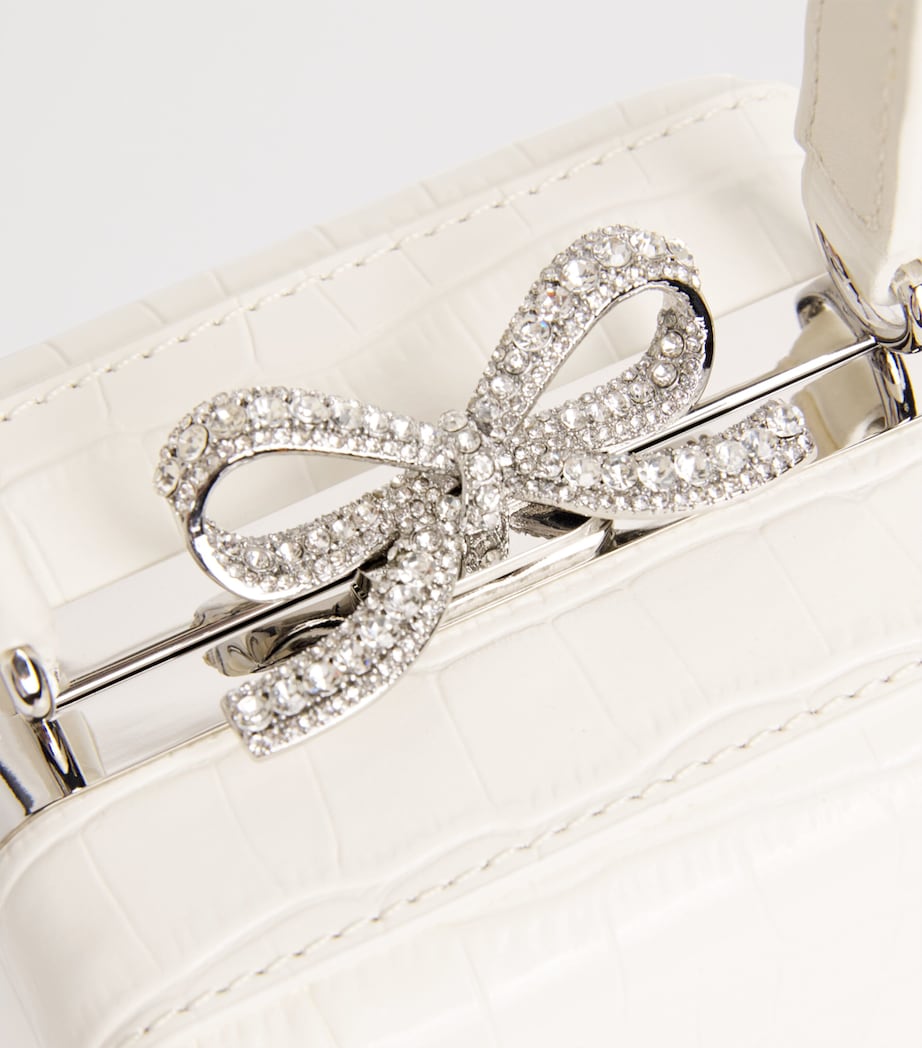 Mini Croc-Embossed Leather Top-Handle Bag CREAM Image 4