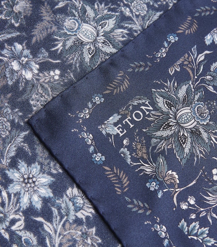 Silk Floral Print Pocket Square NAVY BLUE Image 4