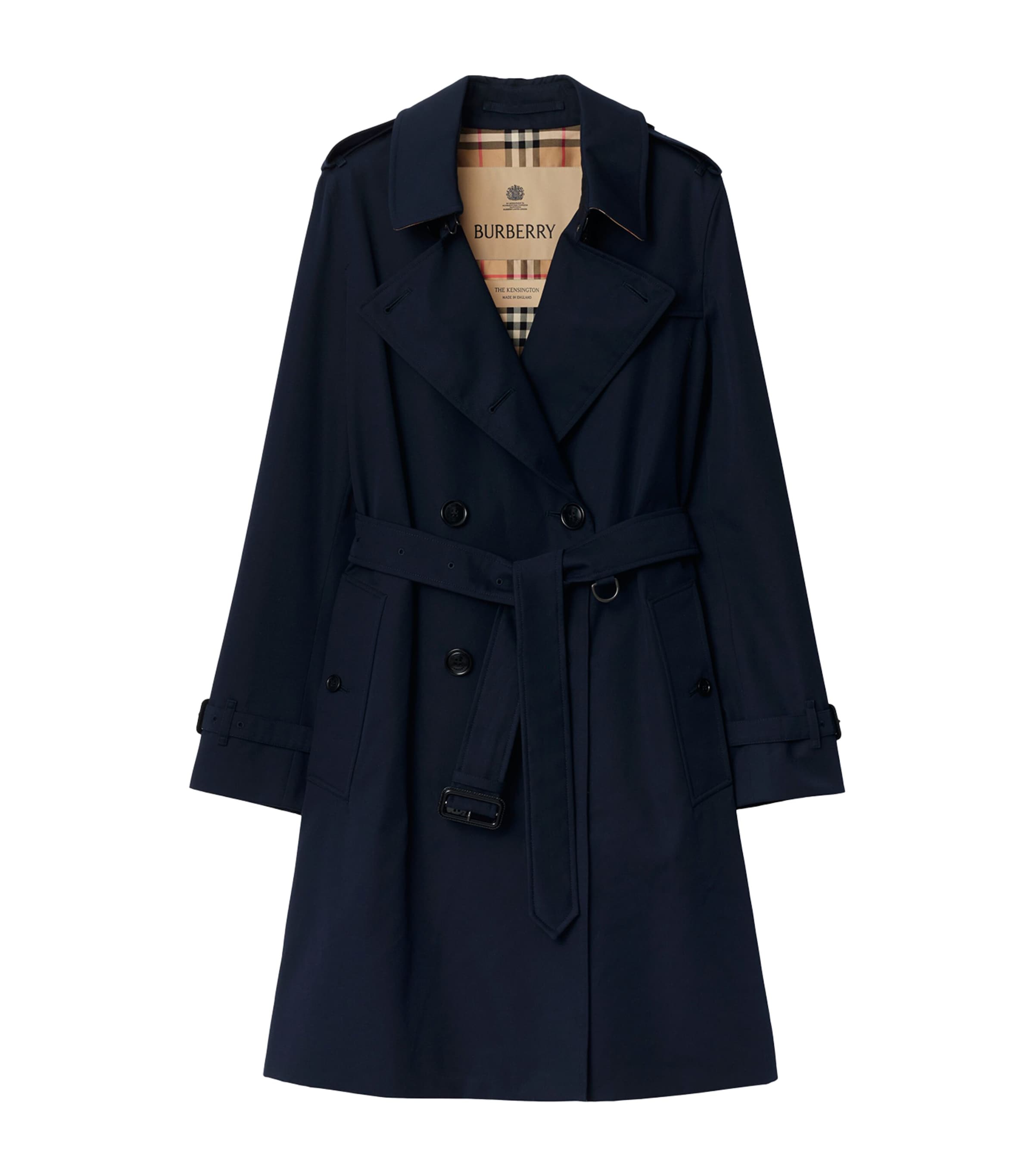 Burberry Womens Gabardine Kensington Heritage Trench Coat Coal Blue Image 1
