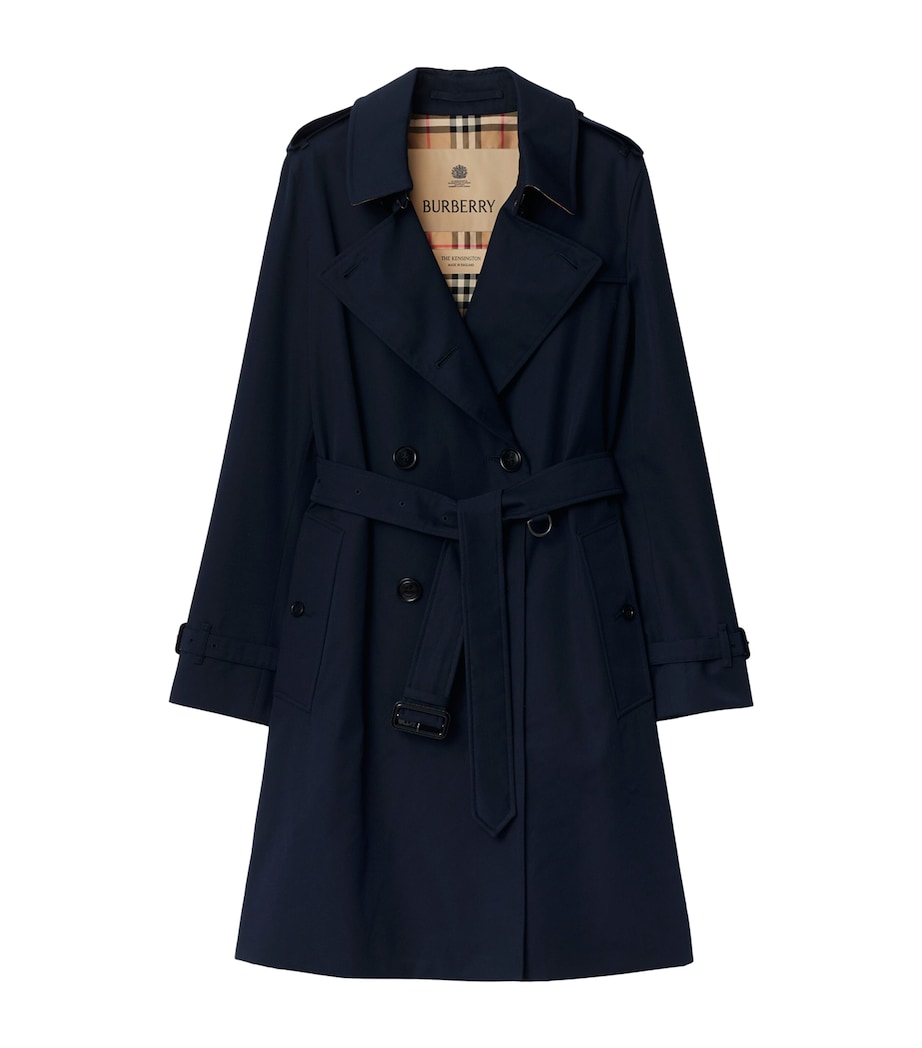 Burberry Womens Gabardine Kensington Heritage Trench Coat Coal Blue Image 1