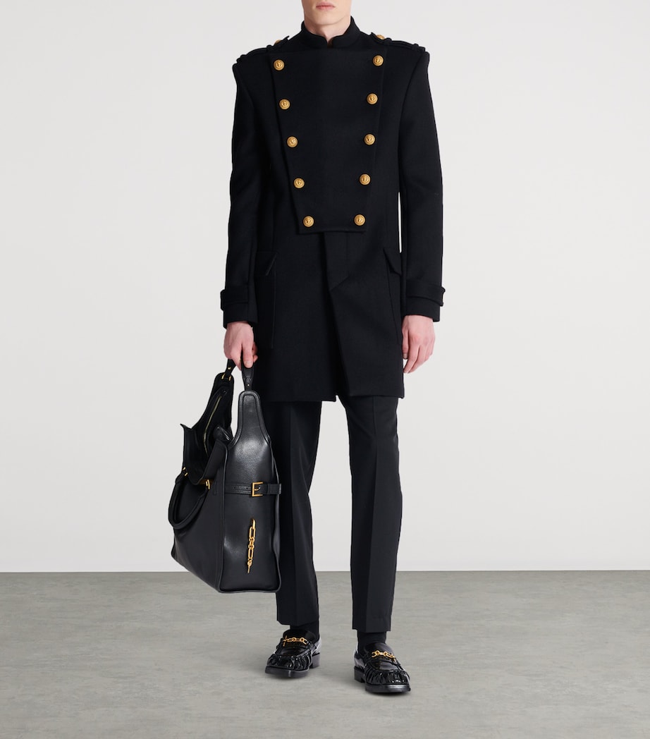 Wool-Cashmere Military Coat 0PA NOIR Image 5