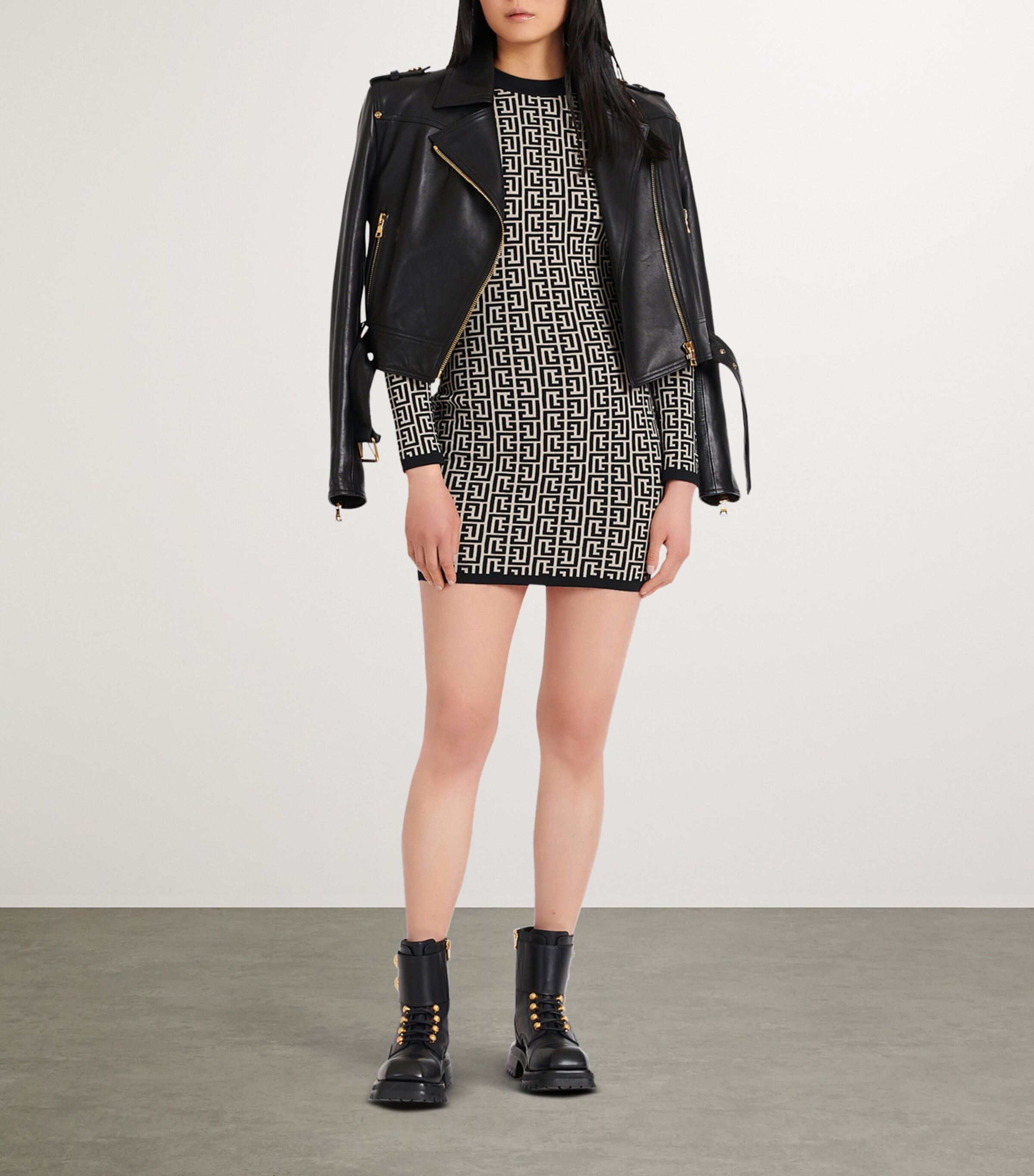 Jacquard Monogram Mini Dress GFE IVOIRE/NOIR Image 6