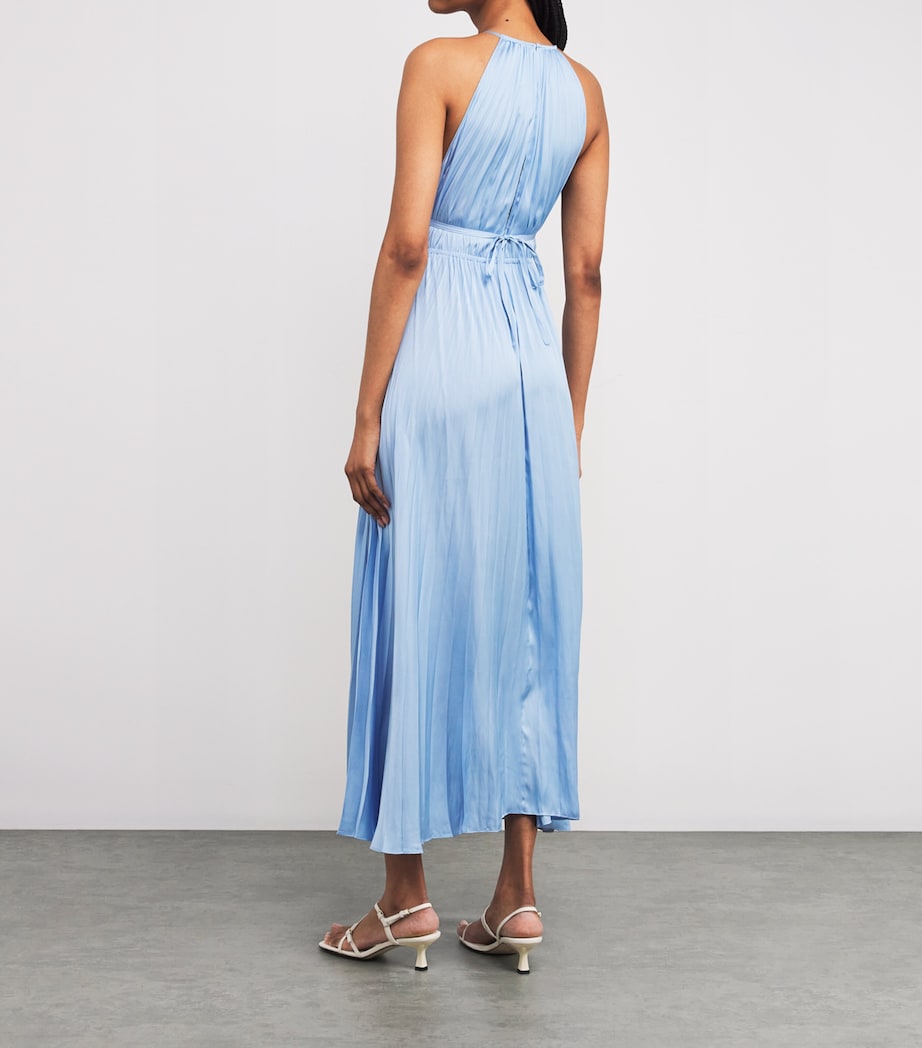 Satin Pleated Midi Dress BLUE SKY Image 3