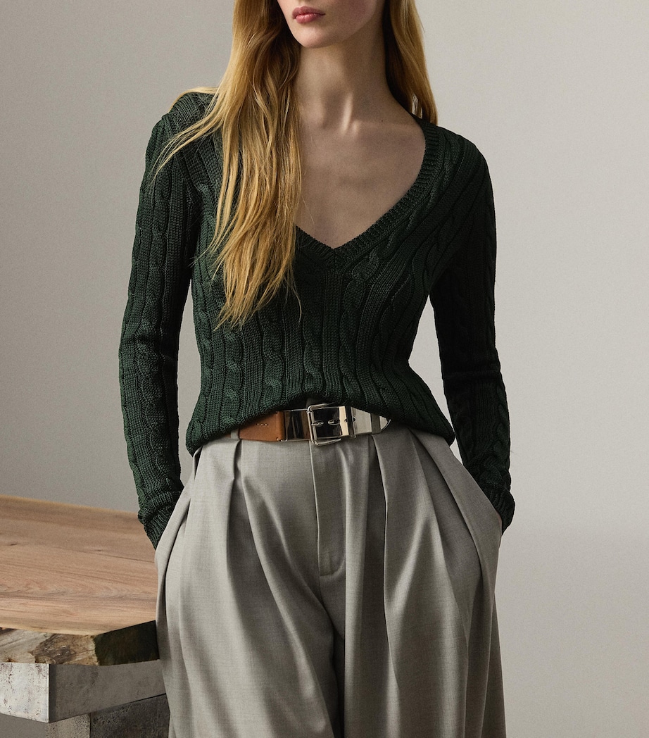 Silk V-Neck Sweater DARK RACING GREEN Image 5