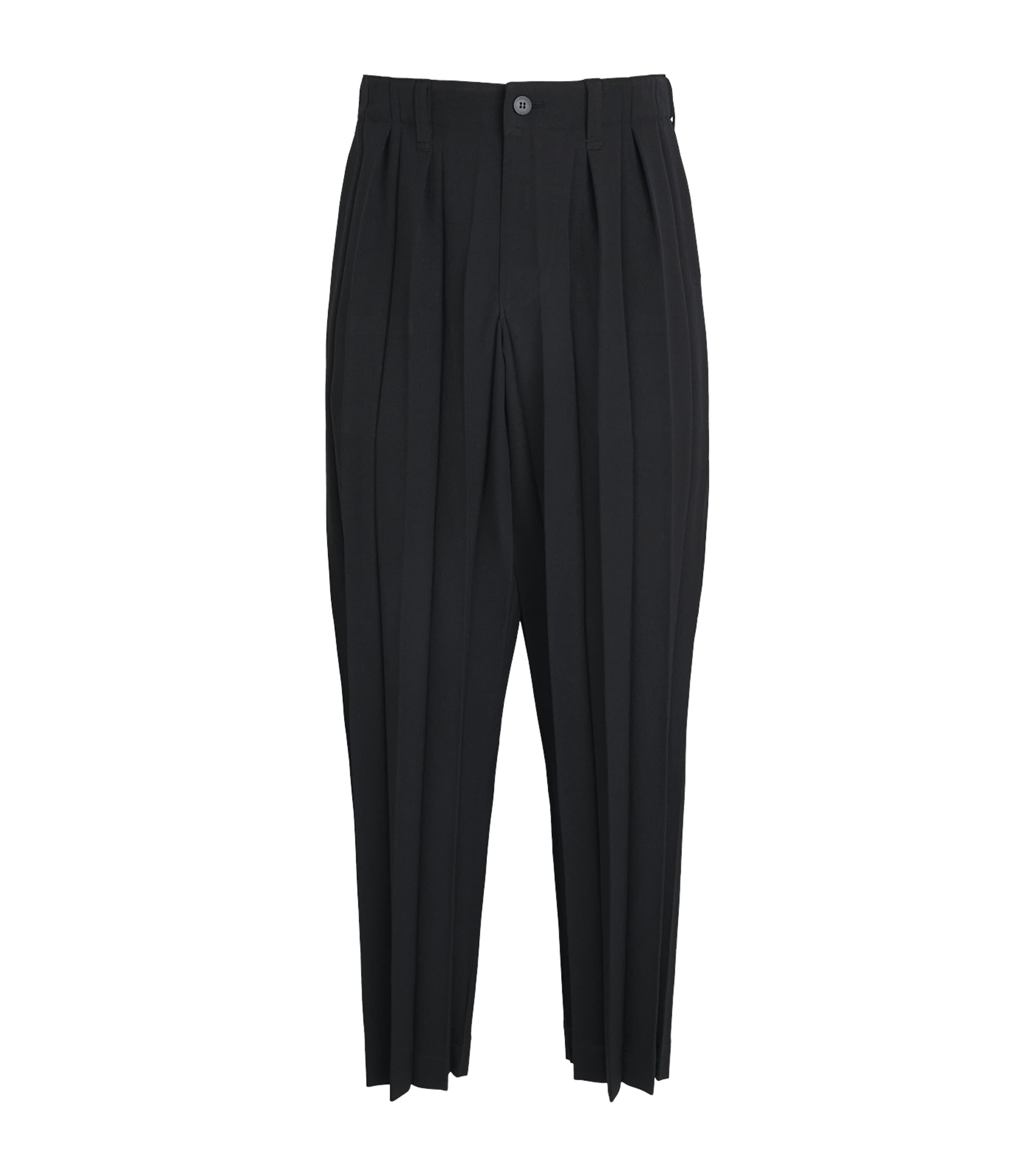 Homme Plissé Issey Miyake Mens Edge Pleat Straight Trousers Black Image 1