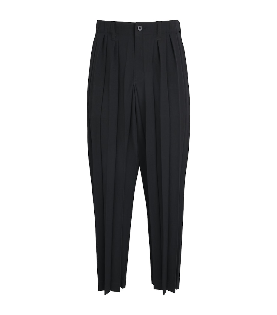 Homme Plissé Issey Miyake Mens Edge Pleat Straight Trousers Black Image 1