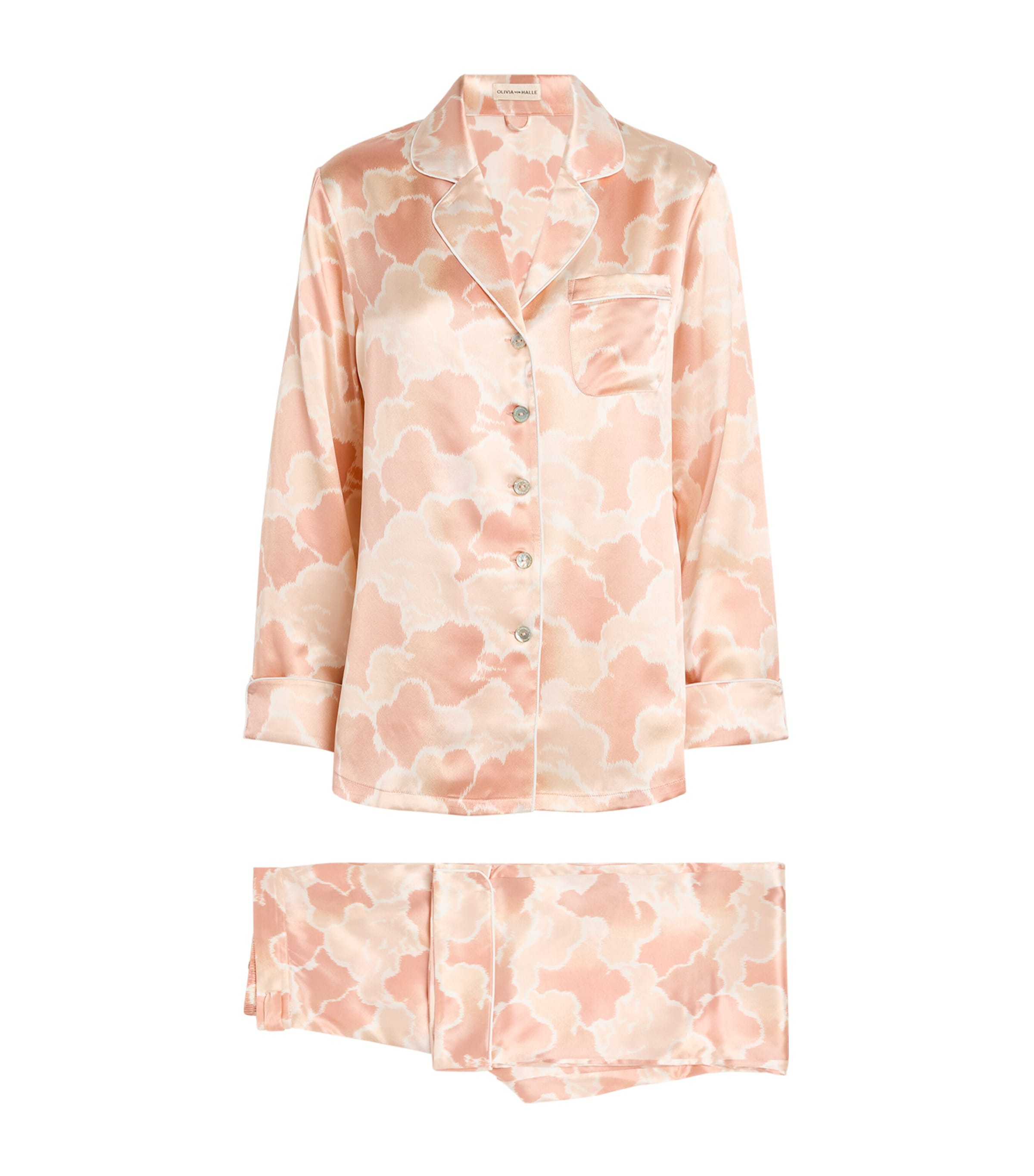 Olivia Von Halle Silk Lila Icarus Cloud Pyjama Set In Pink