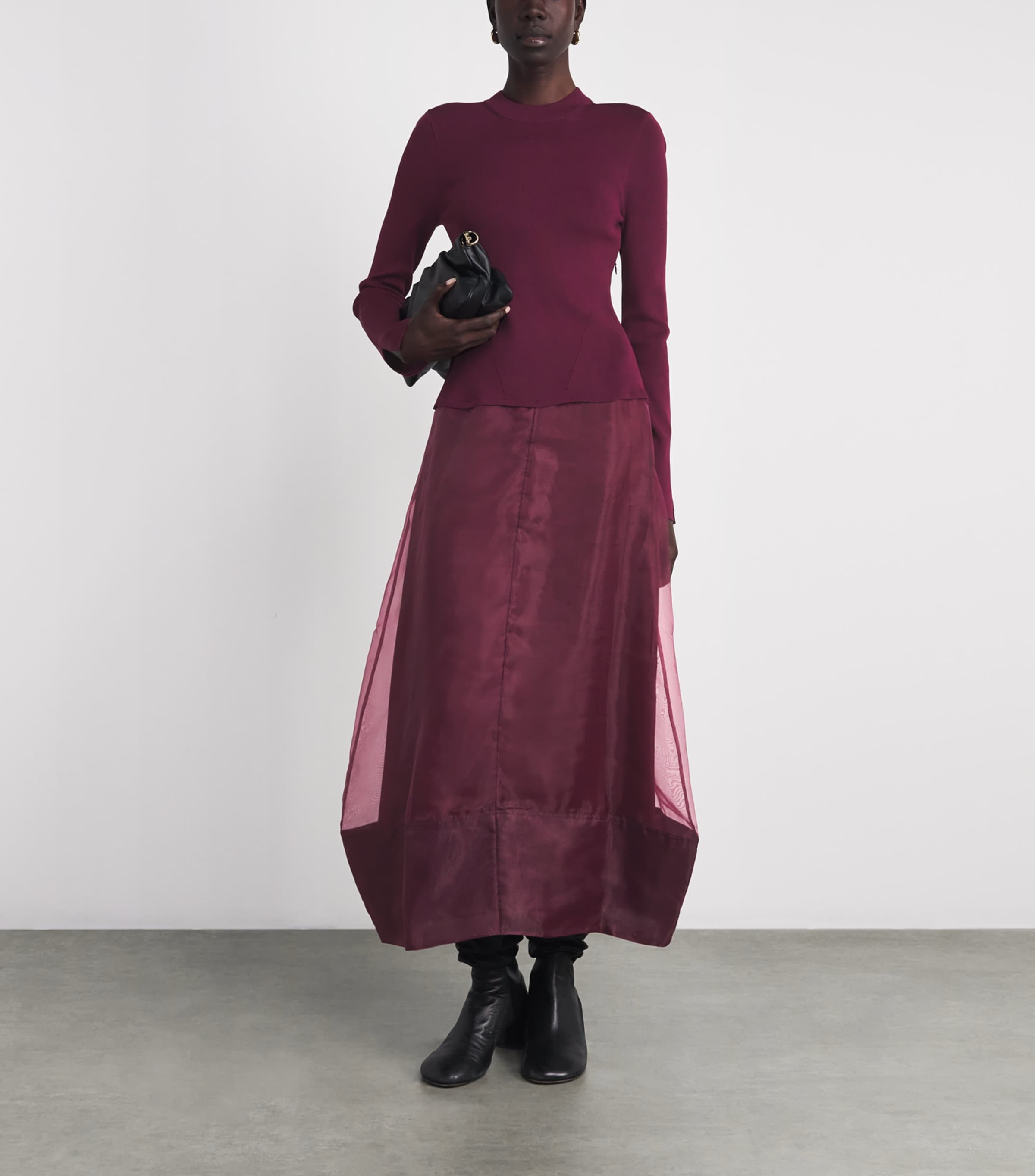 Simkhai Womens Knit Organza Maril Midi Skirt Fig Image 2