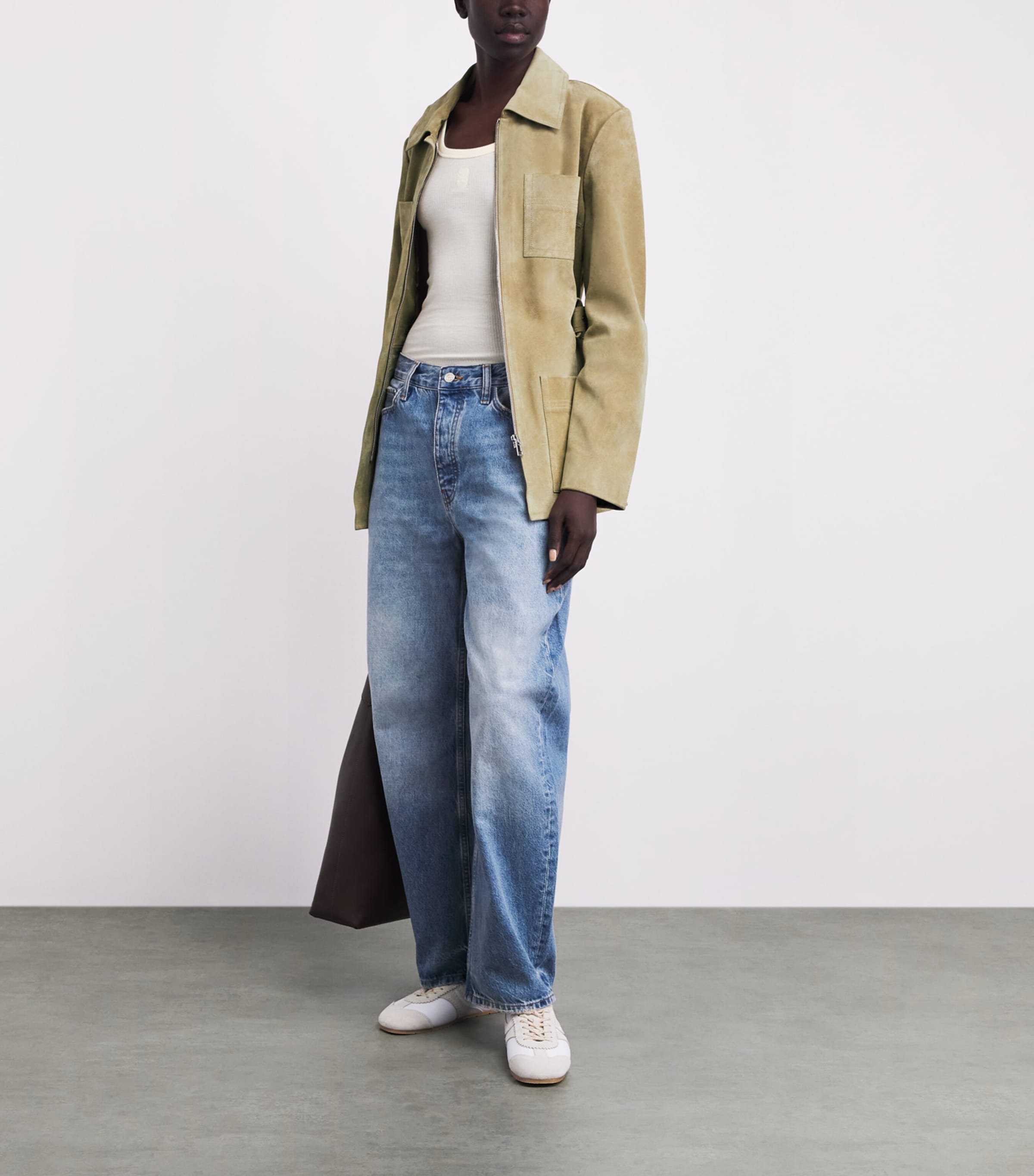 Tory Burch Womens Suede Belted Jacket Light Brown Image 2