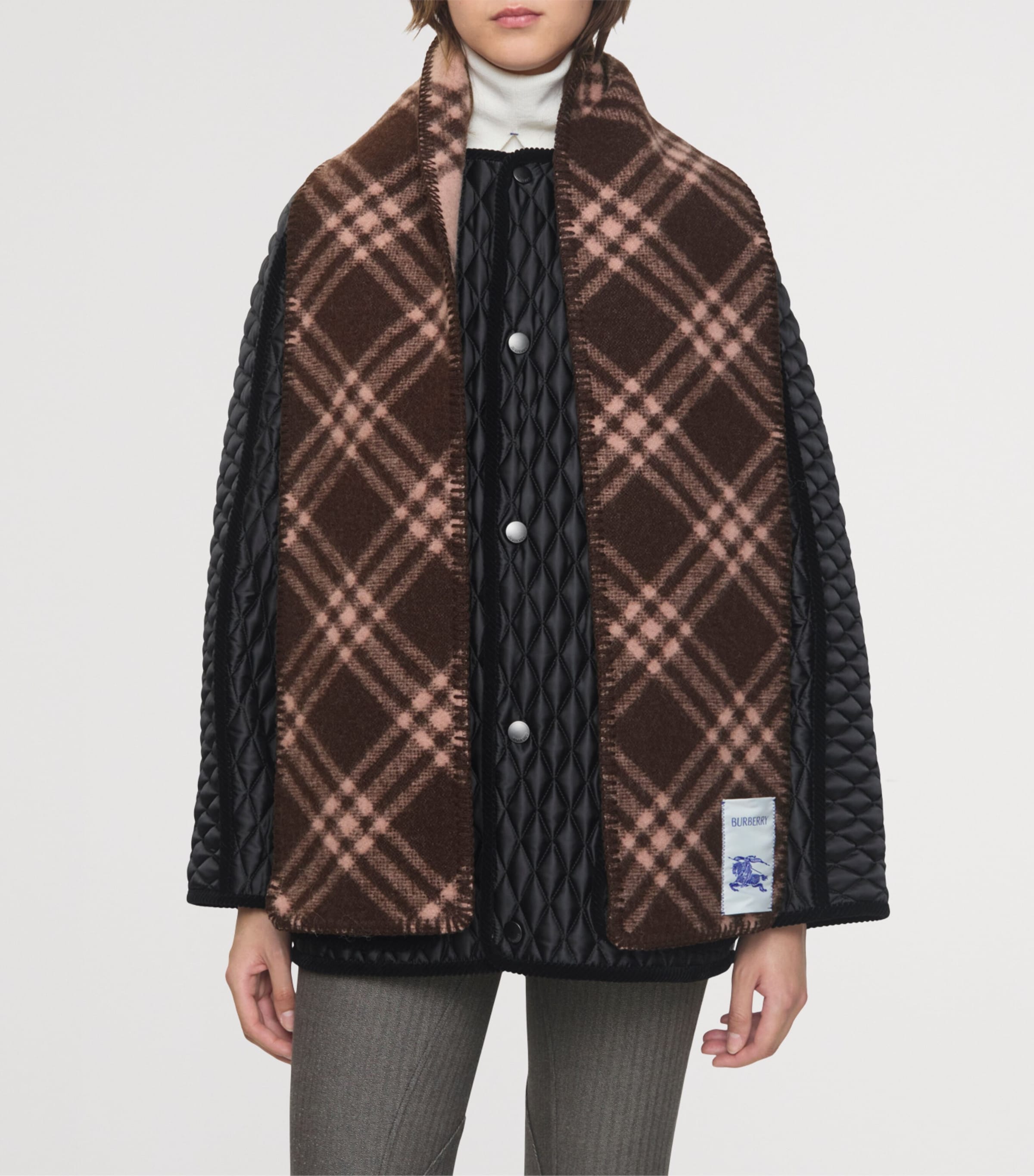 Wool Check Scarf BARK BROWN/PINK Image 4