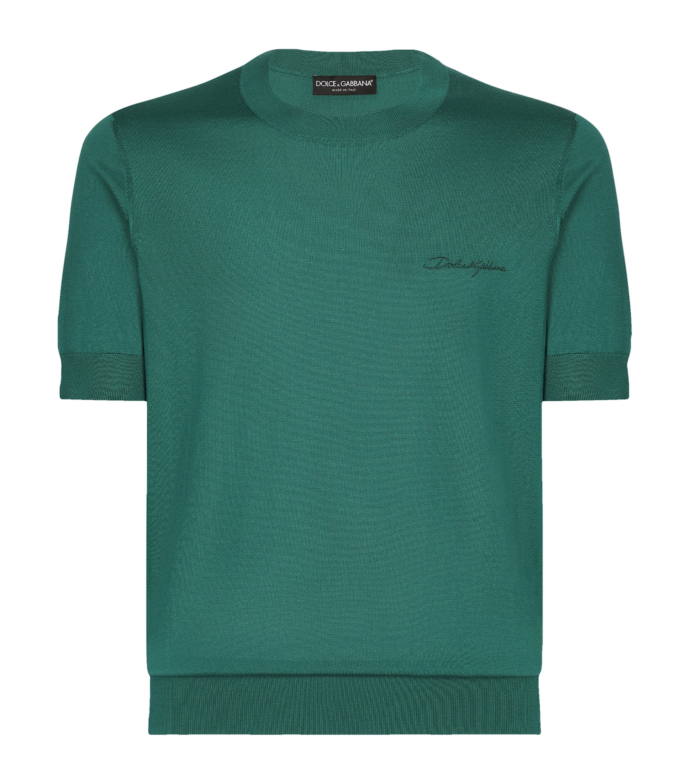 DOLCE & GABBANA SILK SHORT-SLEEVE SWEATER 