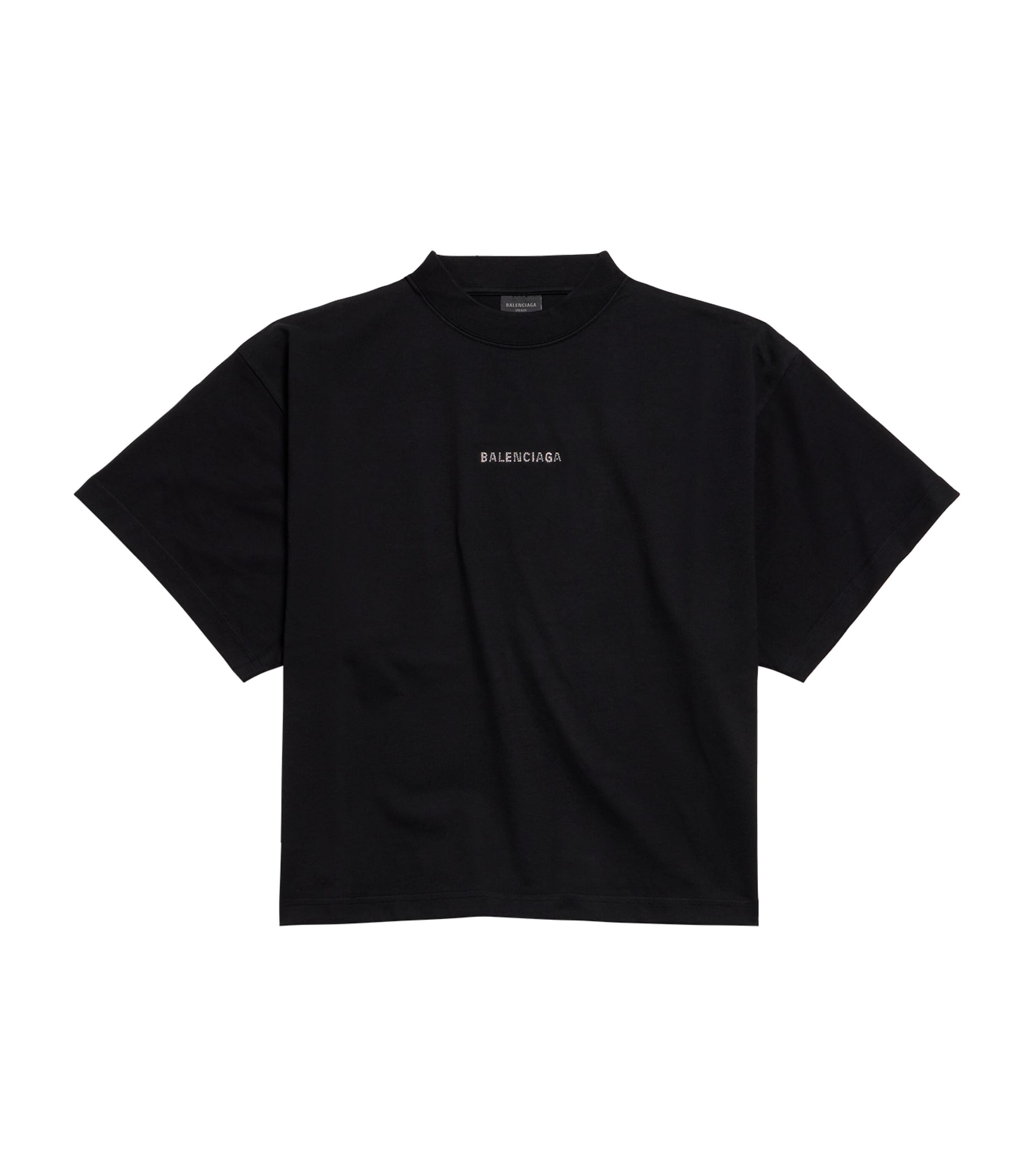 【BALENCIAGA】Rhinestone Logo Cotton T-Shirt Balenciaga Rhinestone-Logo Cropped T-Shirt | Harrods US