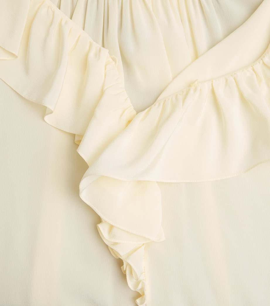 Chloé Womens Organic Silk Off-The-Shoulder Blouse Pristine White Image 2