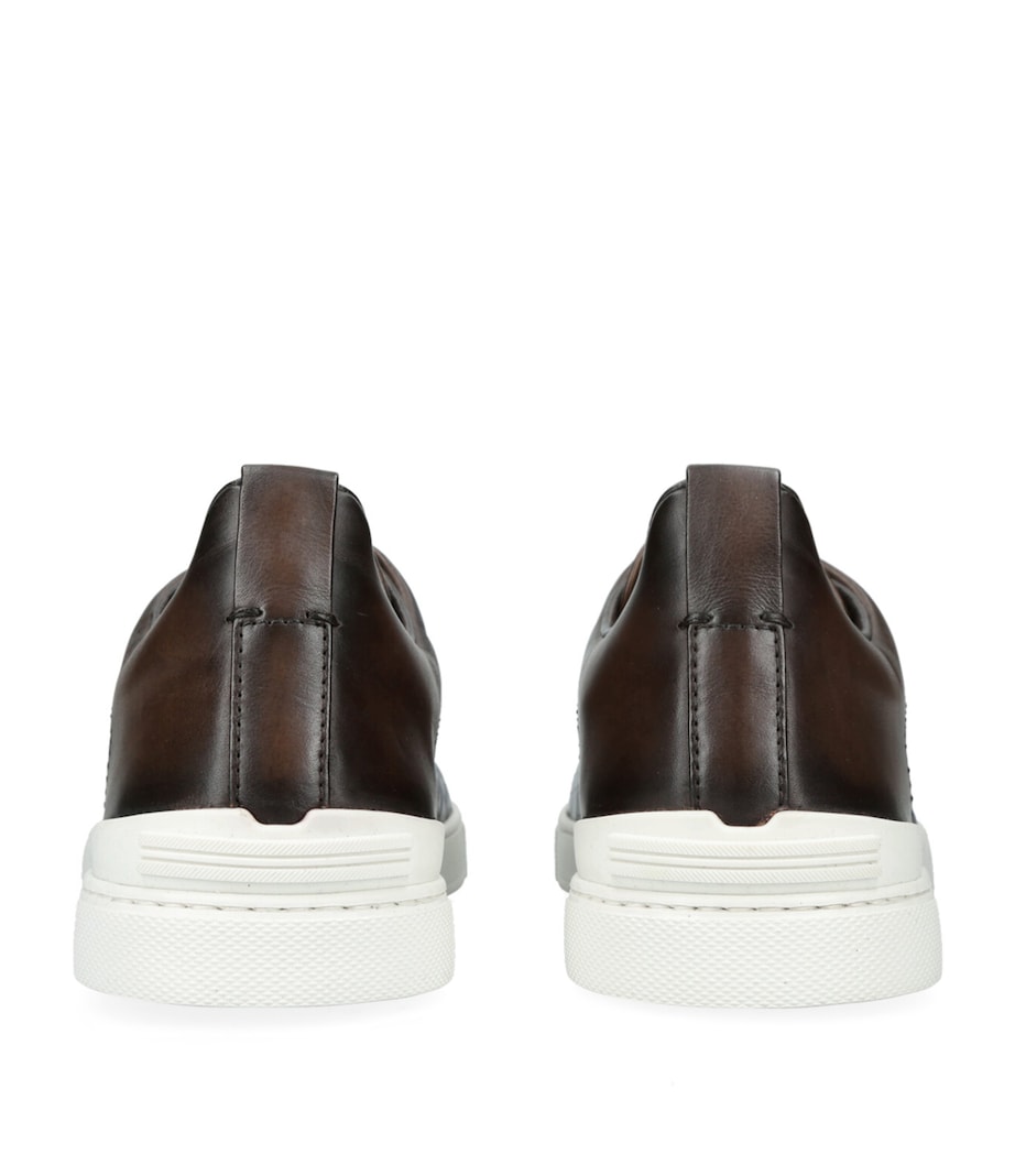 Crocodile Leather Triple Stitch Sneakers BROWN/OTH Image 2
