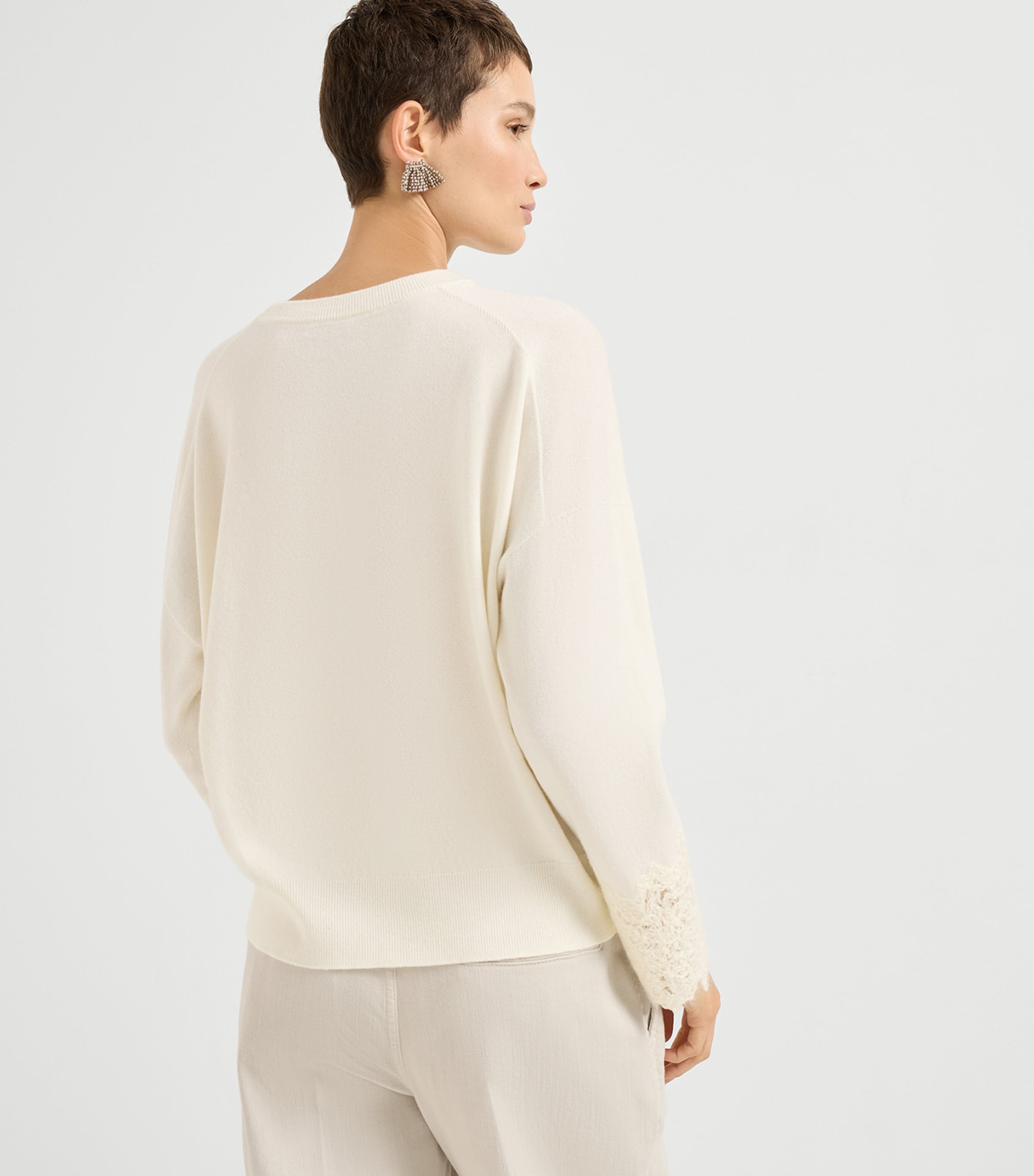 Cashmere Wispy Lace-Cuff Sweater C2723 Image 3