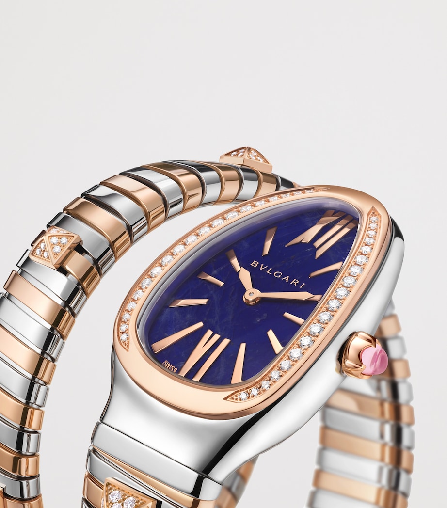 Bvlgari Large Rose Gold, Stainless Steel and Diamond Serpenti Tubogas Studs Watch 45mm Stones Image 2