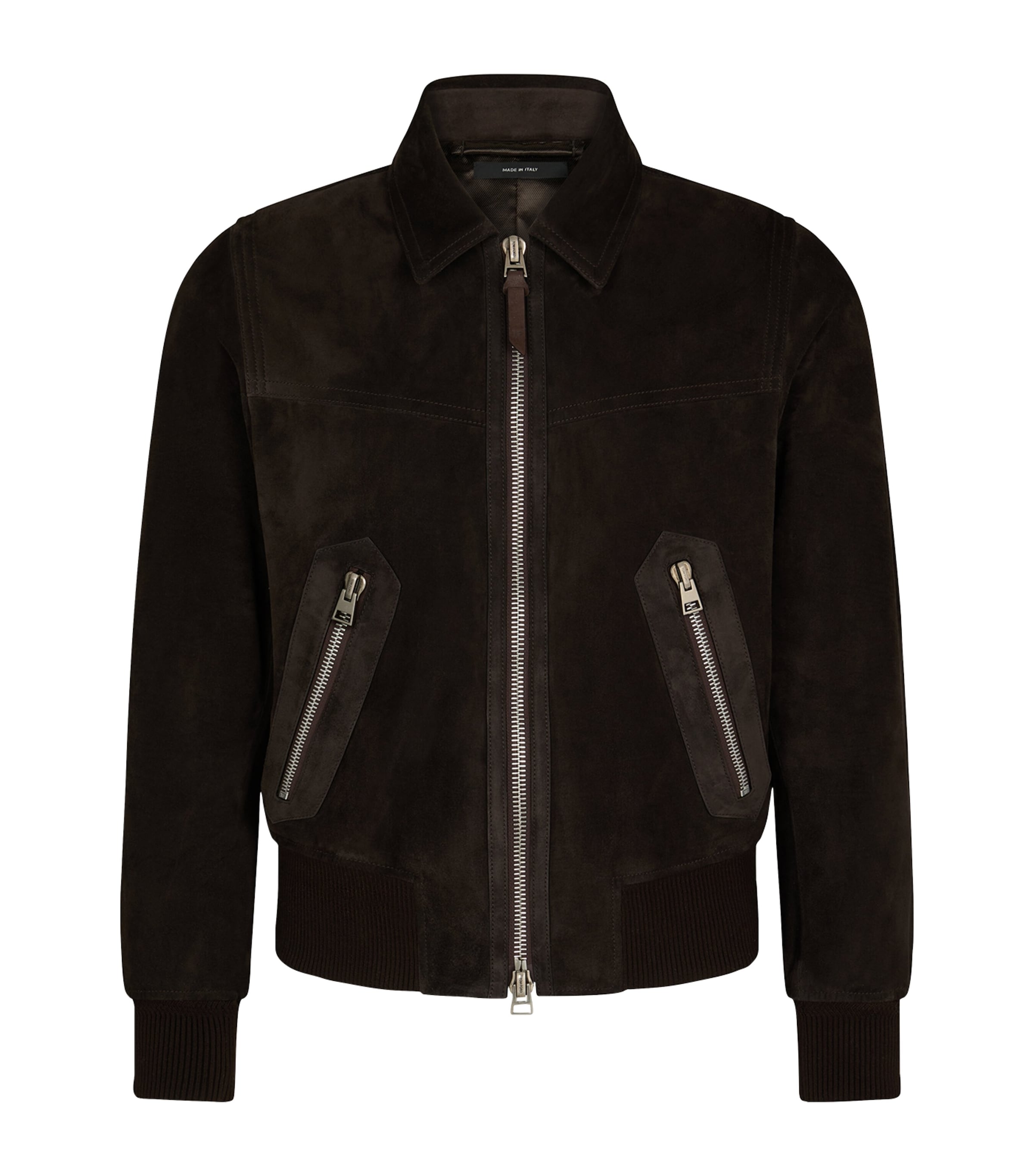 Tom Ford Suede Bomber Jacket In Brown