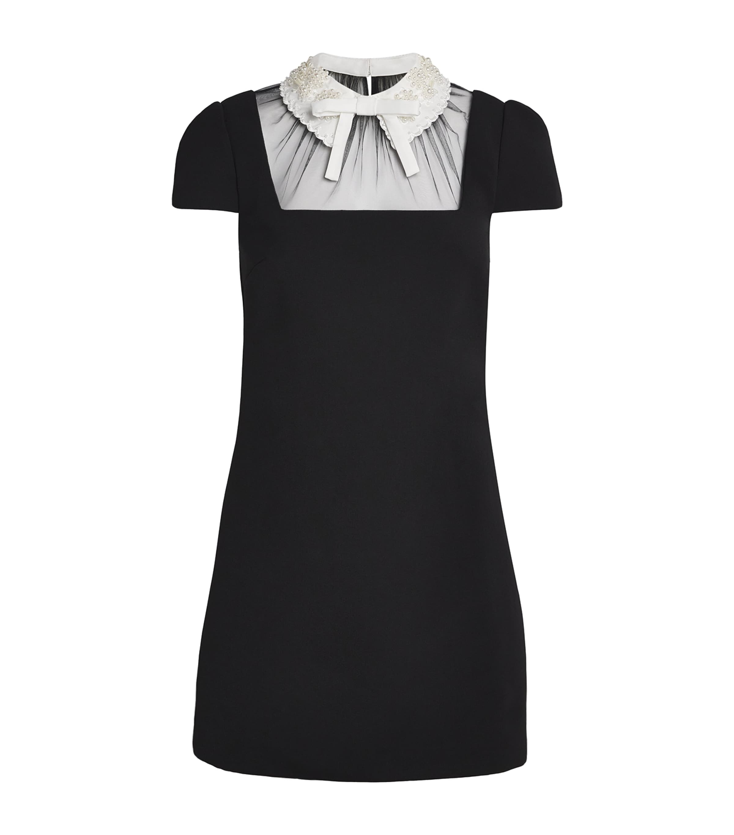 Crepe Bow-Collar Mini Dress BLACK Image 1