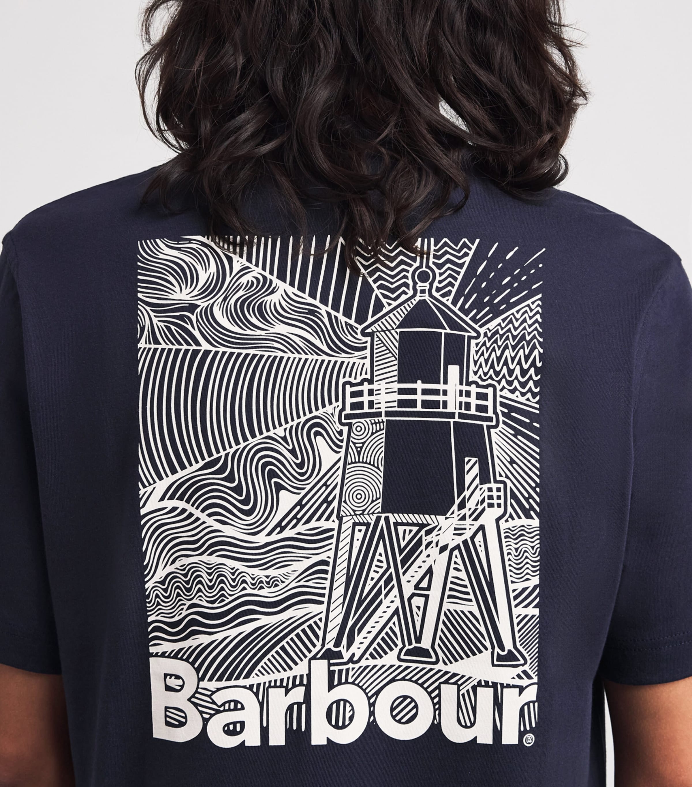 Barbour Mens Cotton Logo T-Shirt Dark Navy Image 3