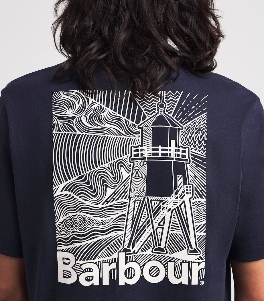 Barbour Mens Cotton Logo T-Shirt Dark Navy Image 3