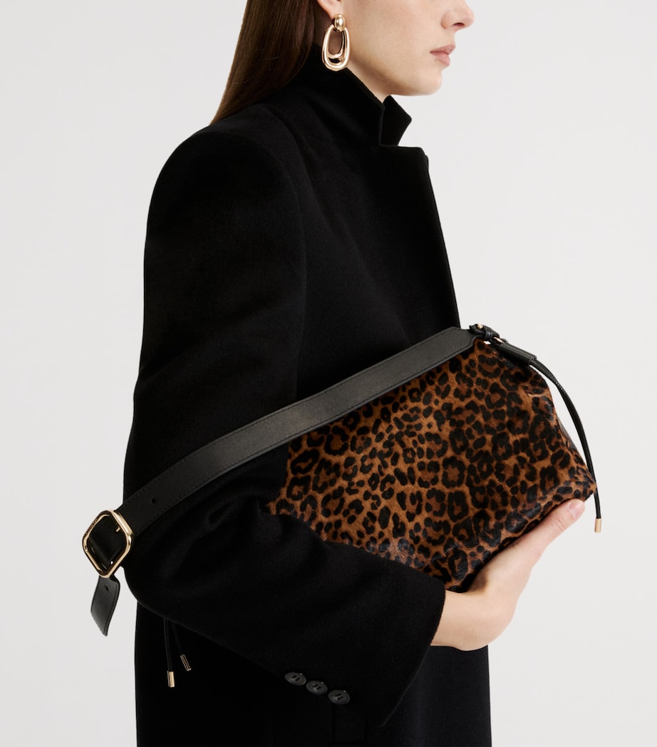 Marella Leather Leopard Print Shoulder Bag Tobacco Image 2