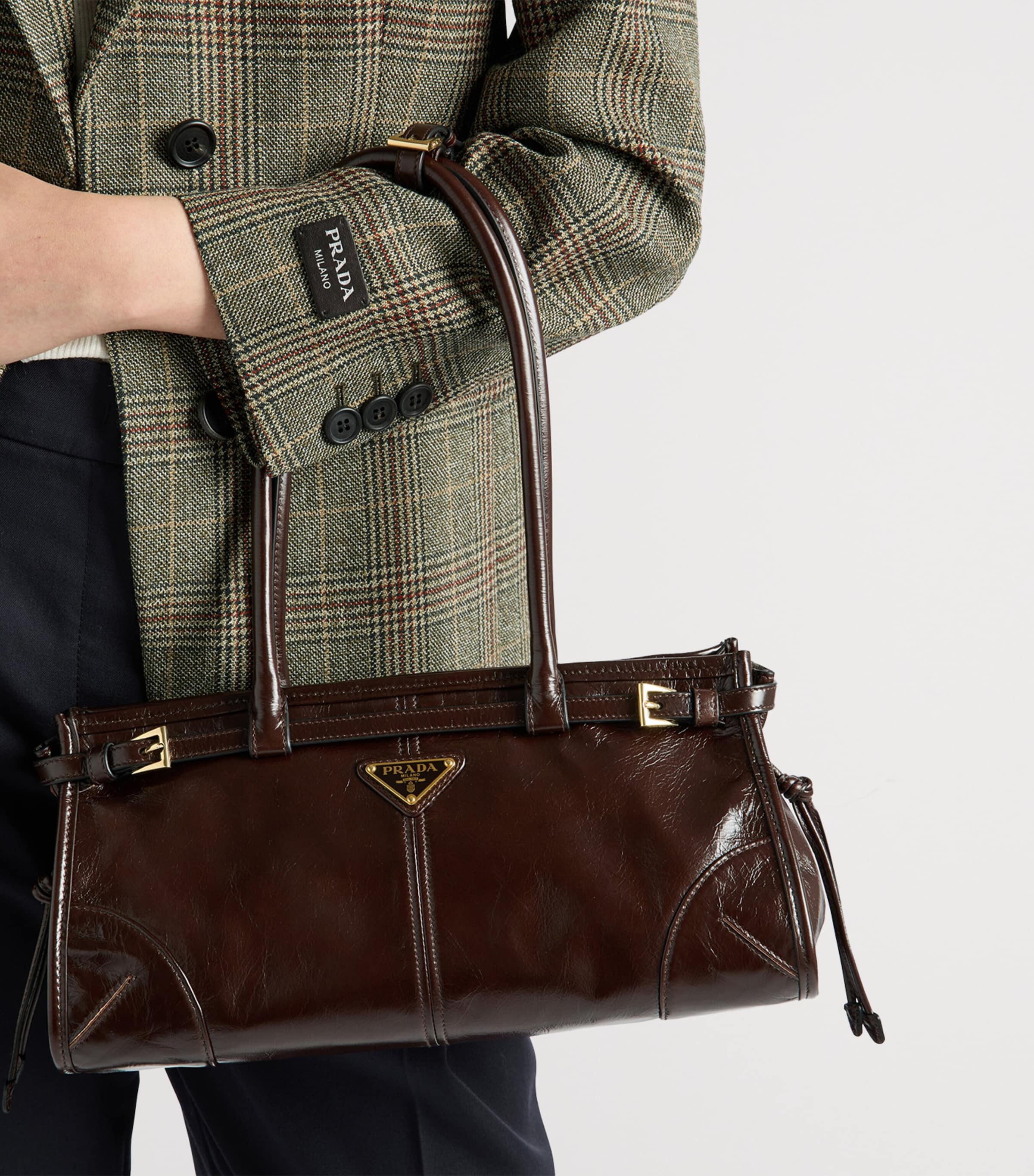 Prada Medium Leather Bonnie Shoulder Bag Brown Image 3