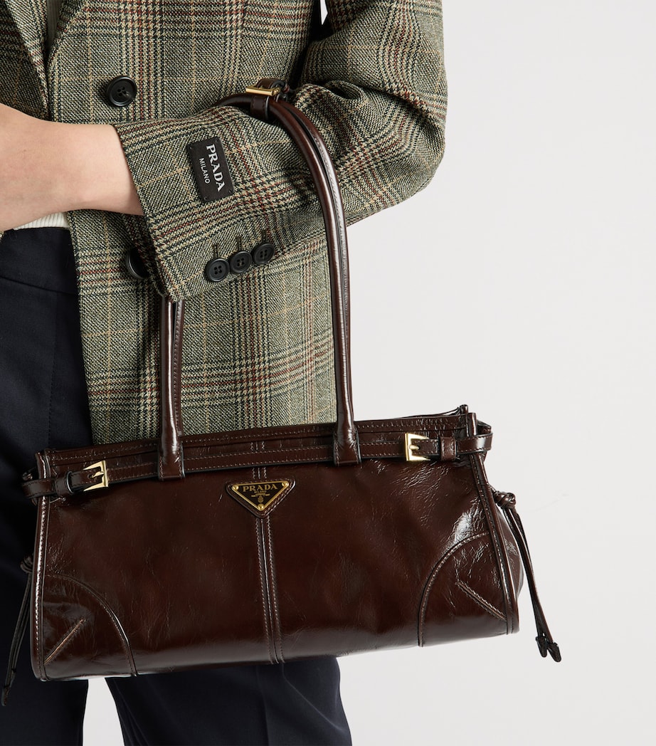 Prada Medium Leather Bonnie Shoulder Bag Brown Image 3