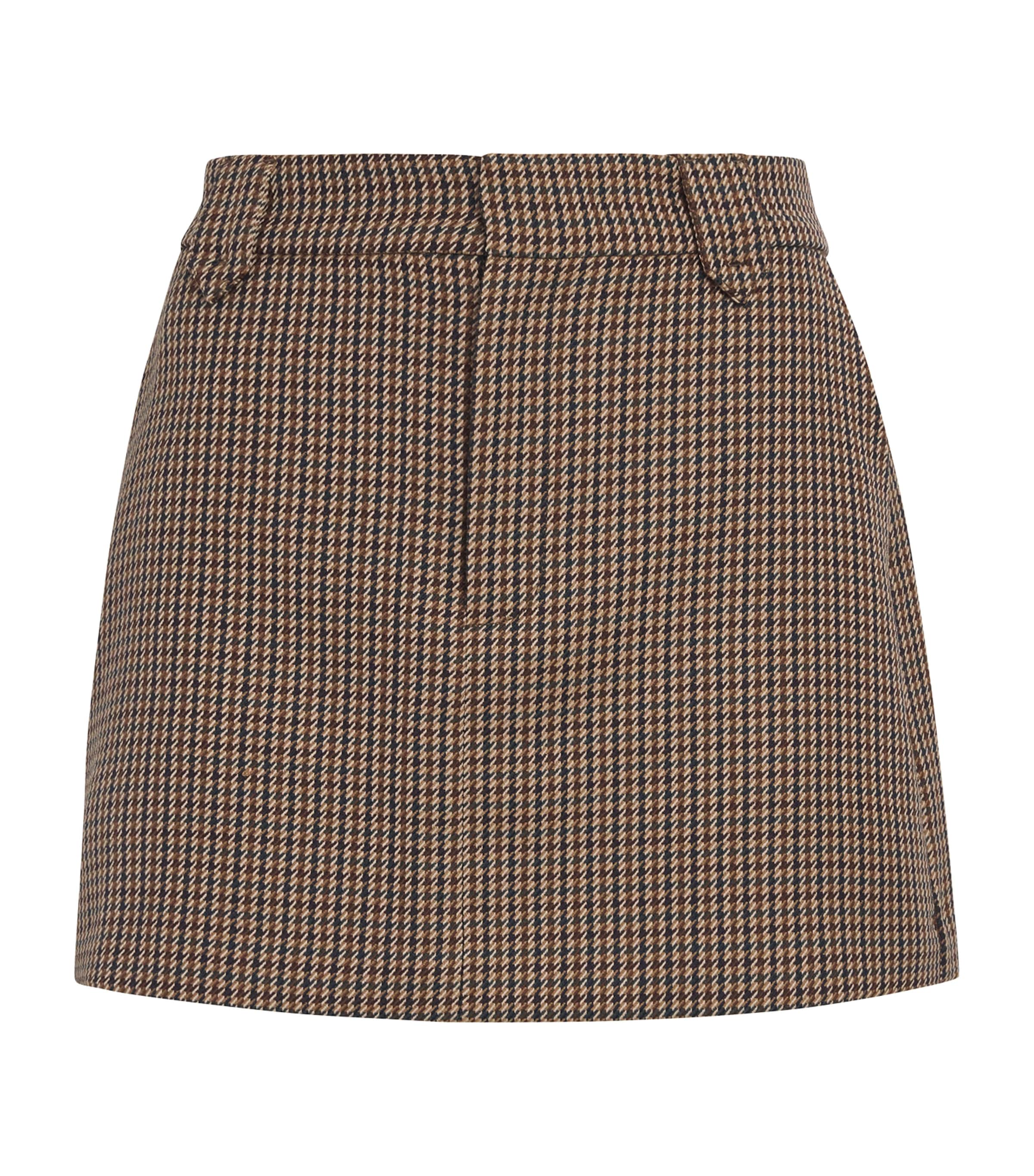 Paige Bobbi Houndstooth Wool Blend Miniskirt In Brown