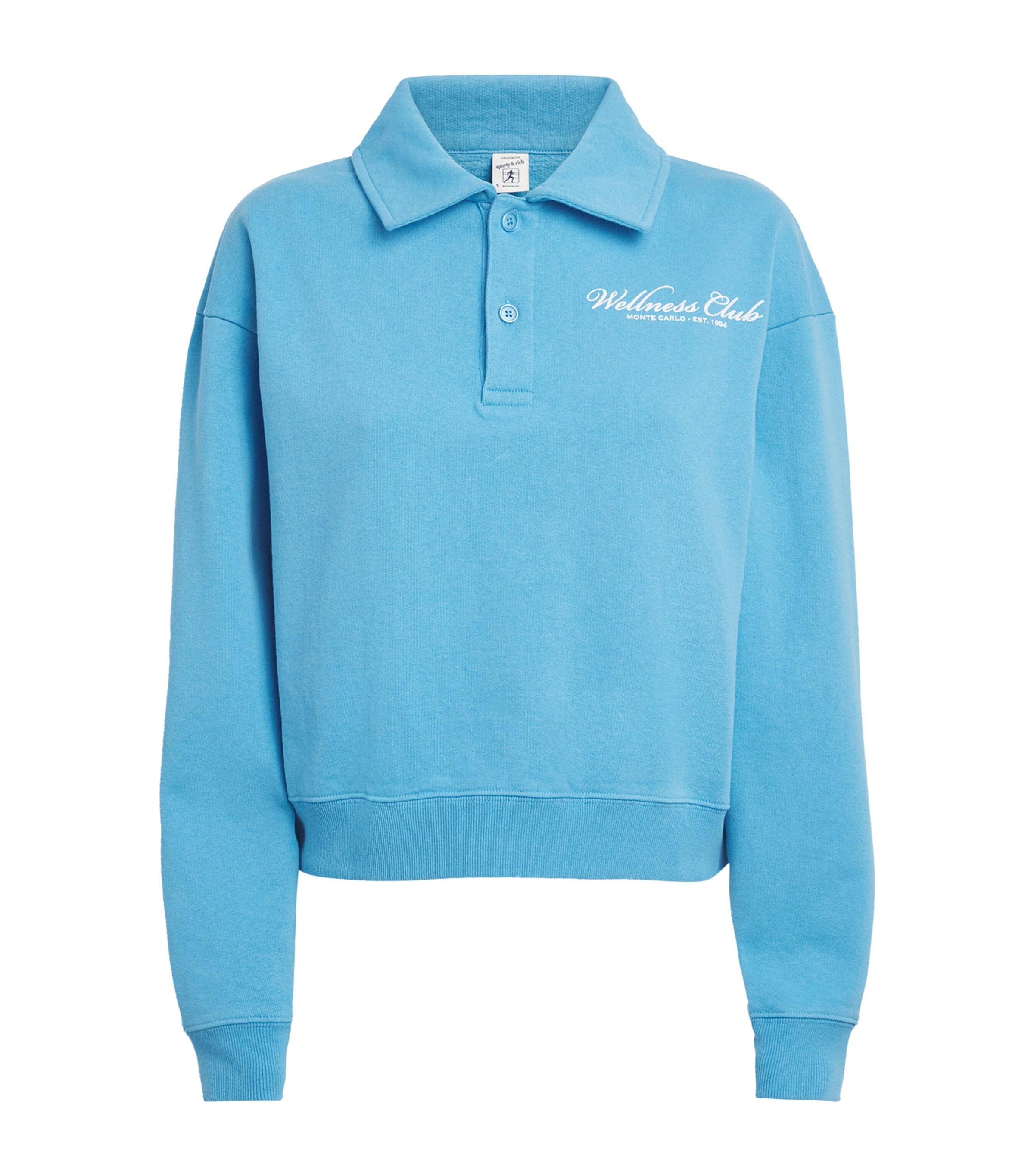 Sporty & Rich Cotton Wellness Club Polo Shirt | Women Clothing | Tops | Sweatshirts & Hoodies | Loungewear | Lounge Tops | Designers | Sporty & Rich