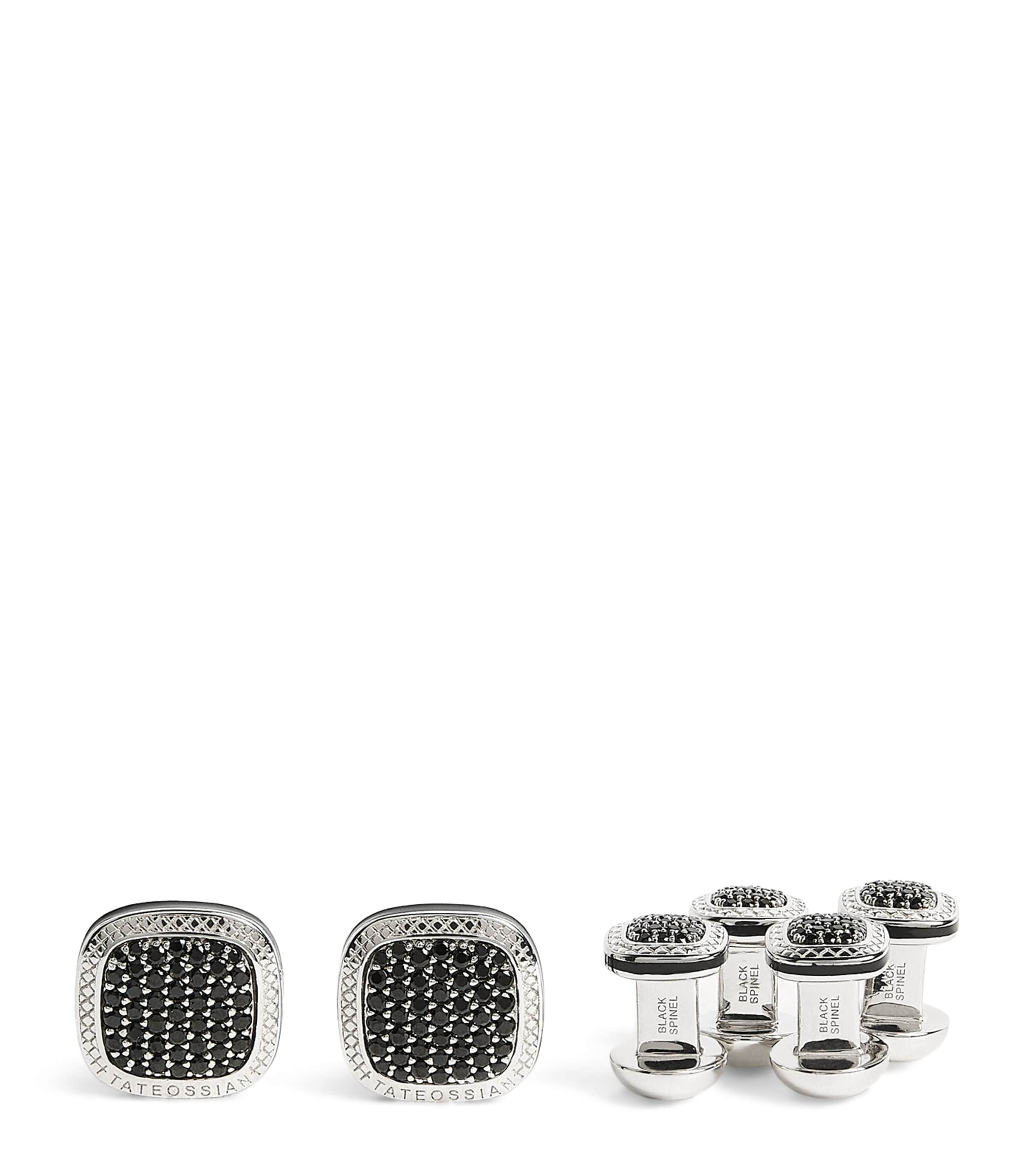 Sterling Silver Signature Cufflinks and Dress Shirt Studs BLACK Image 1