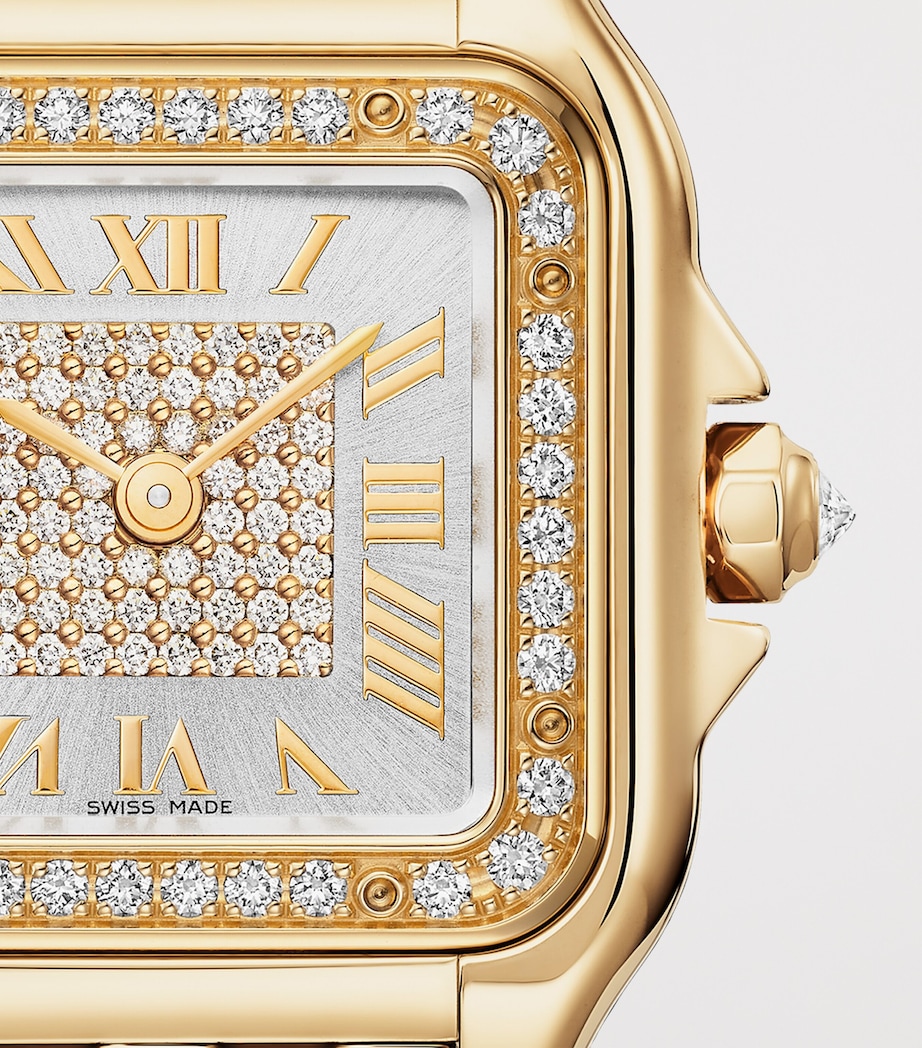 Small Yellow Gold and Diamonds Panthère de Cartier Watch 23mm SILVERED Image 7