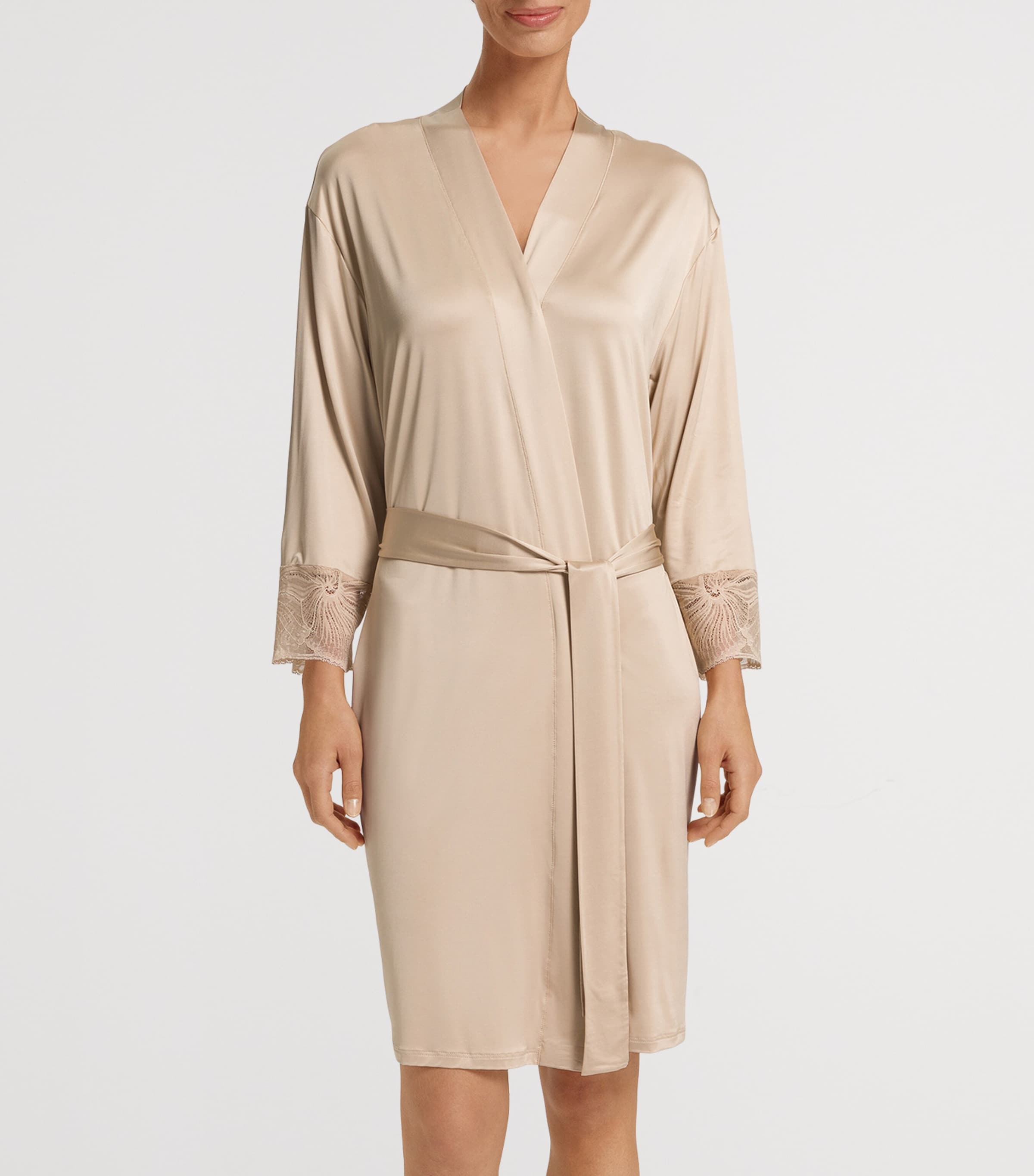 Satin Lace-Trim Lilith Robe COFFEE QUARTZ Image 3
