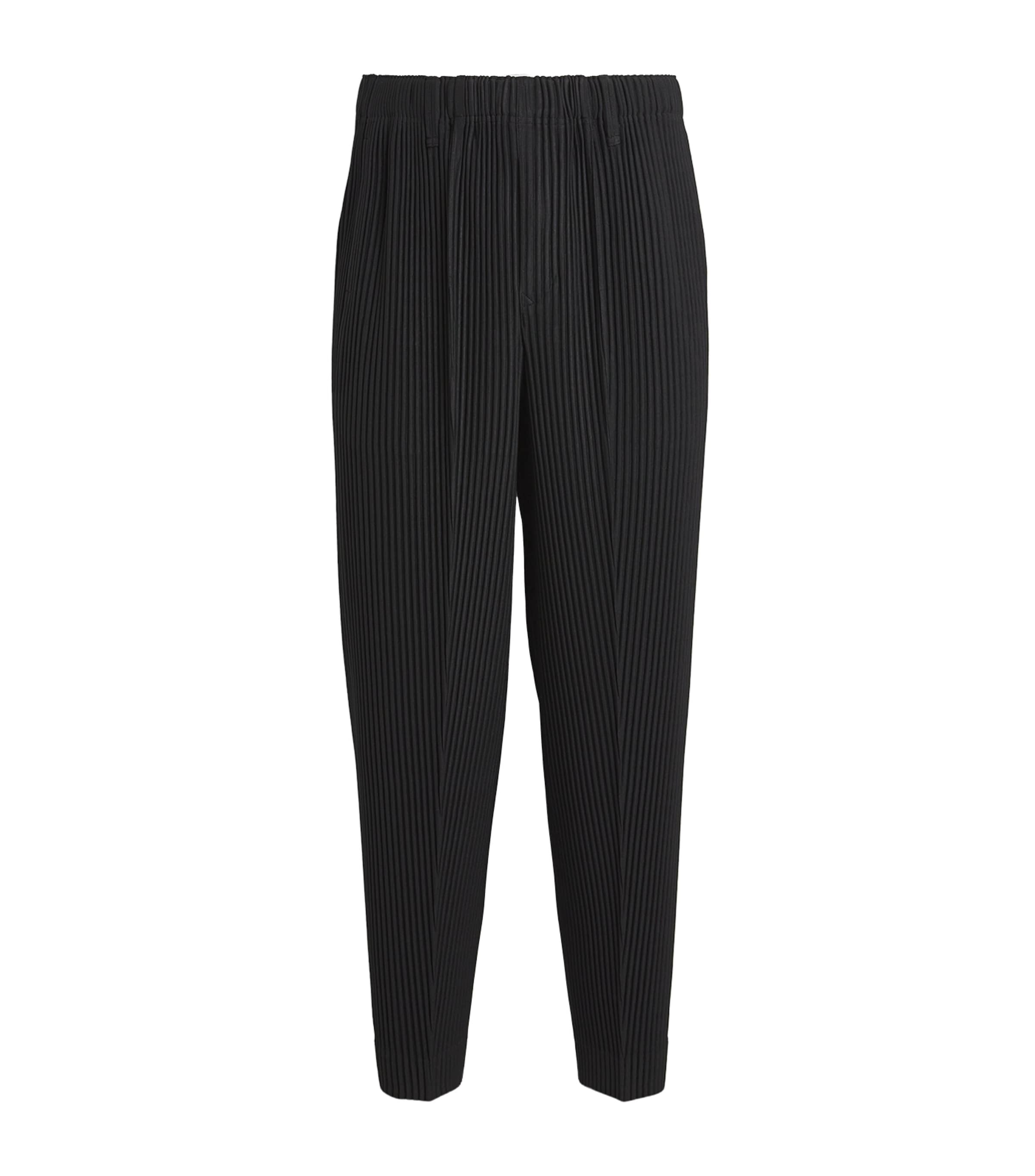 Shop Issey Miyake Pleated Straight Trousers In Black