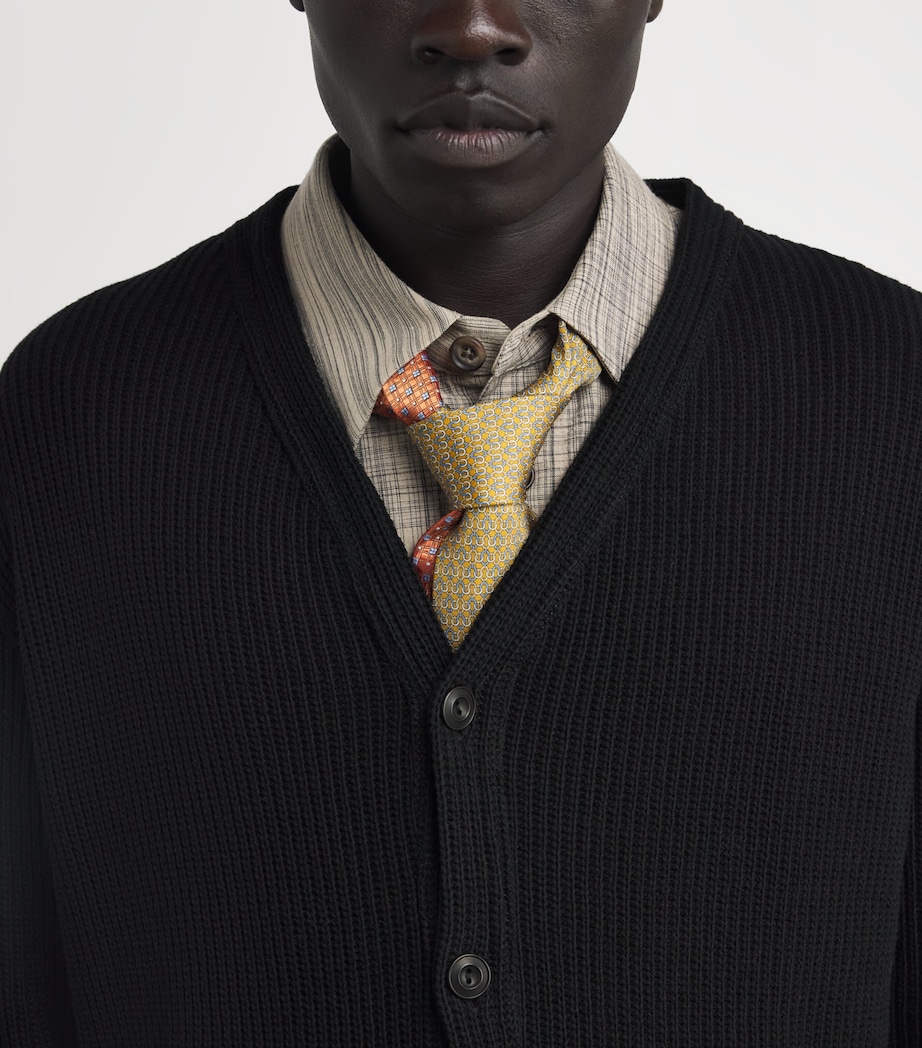 Cotton Leather-Pocket Cardigan BLACK X BLACK Image 6