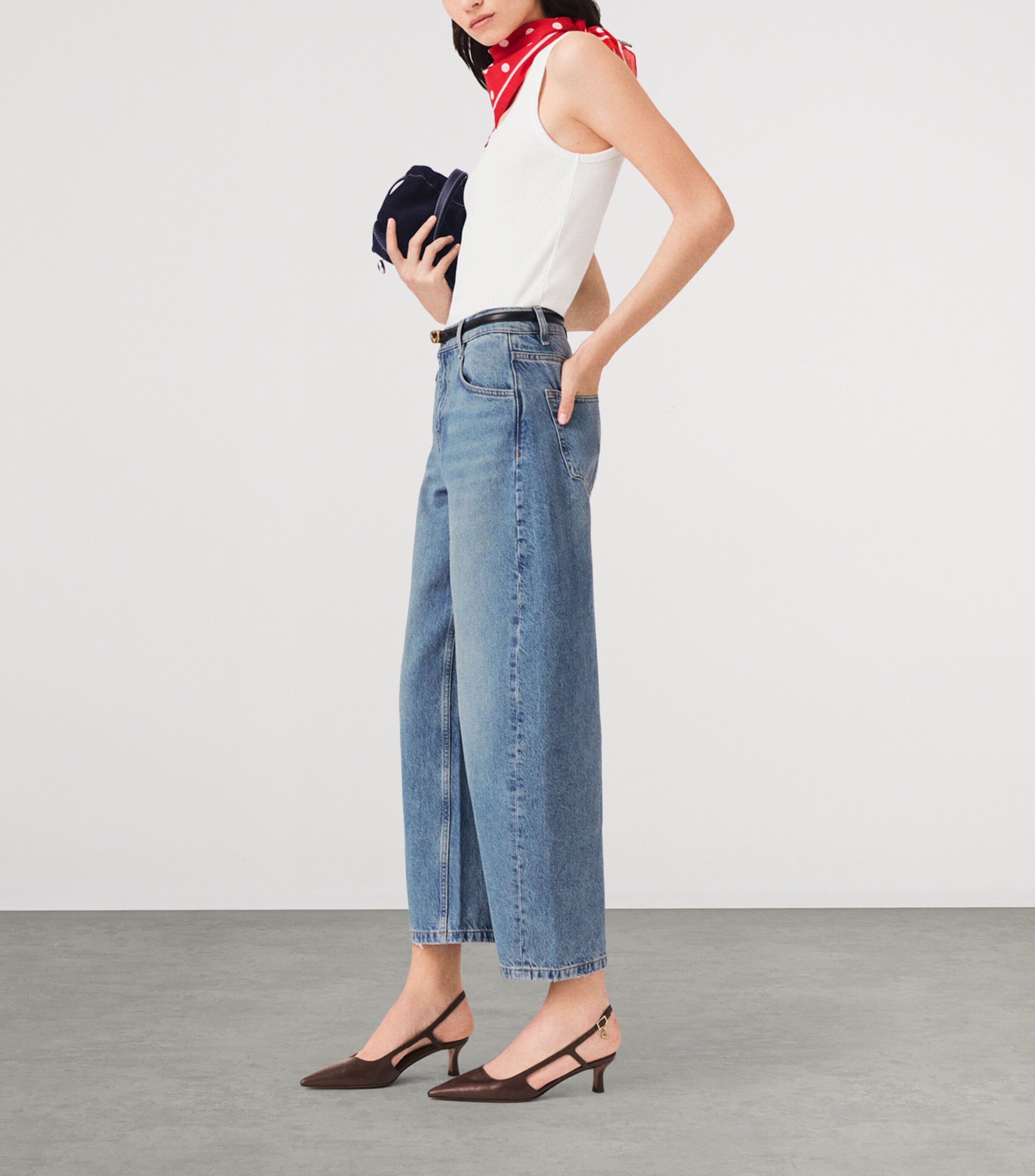 Maje Womens Cropped Barrel Jeans Blue Image 3