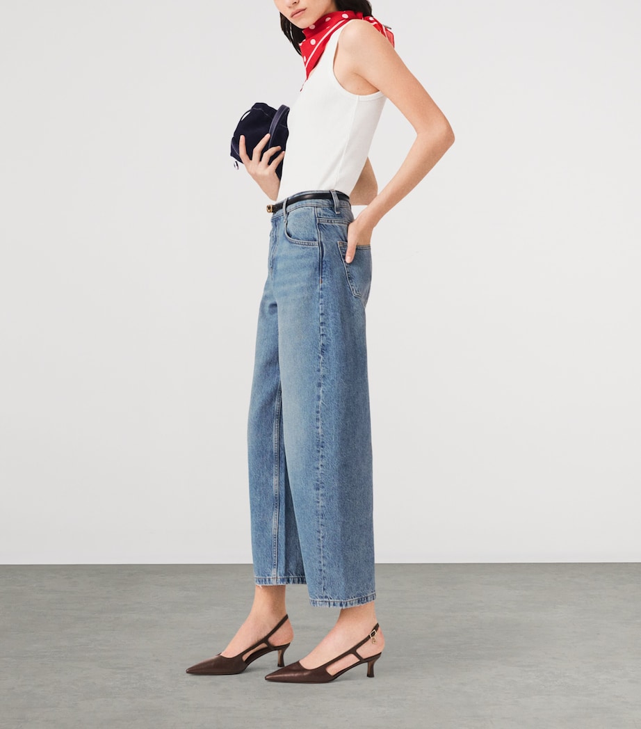 Maje Womens Cropped Barrel Jeans Blue Image 3