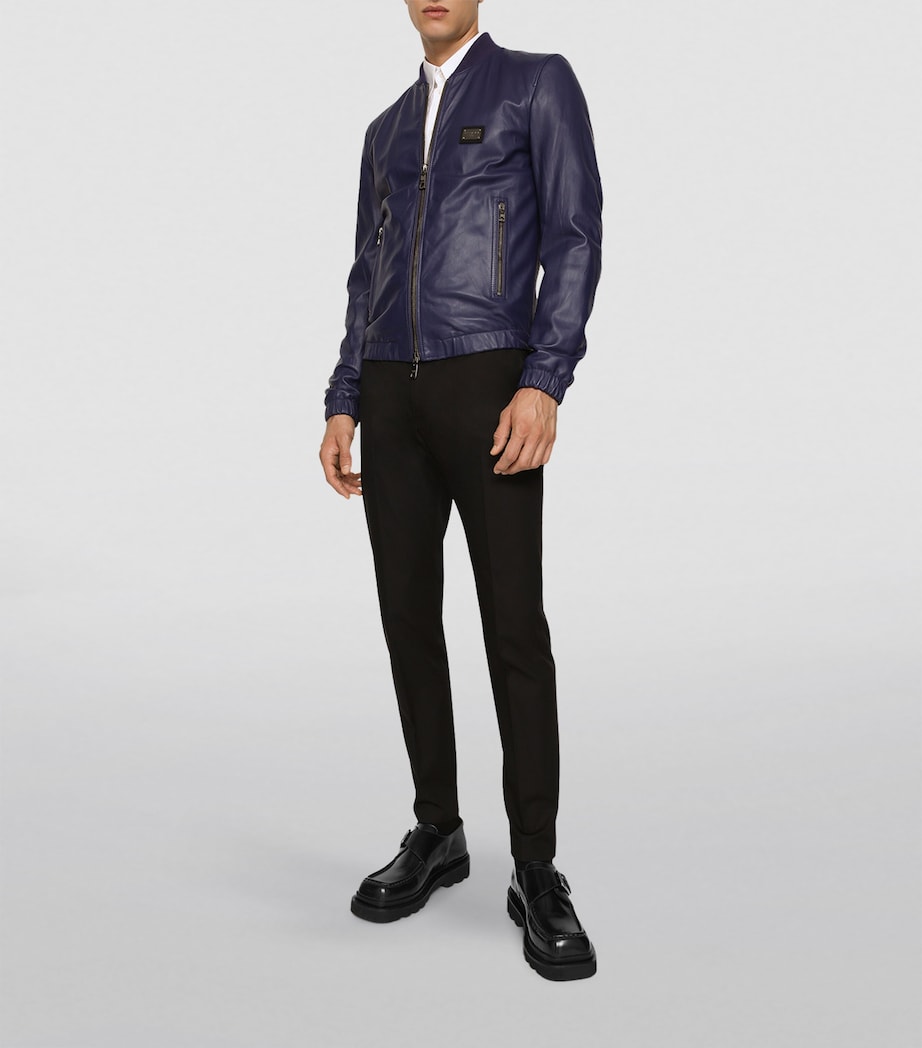 Leather Blouson Jacket B0065-BLUE Image 3