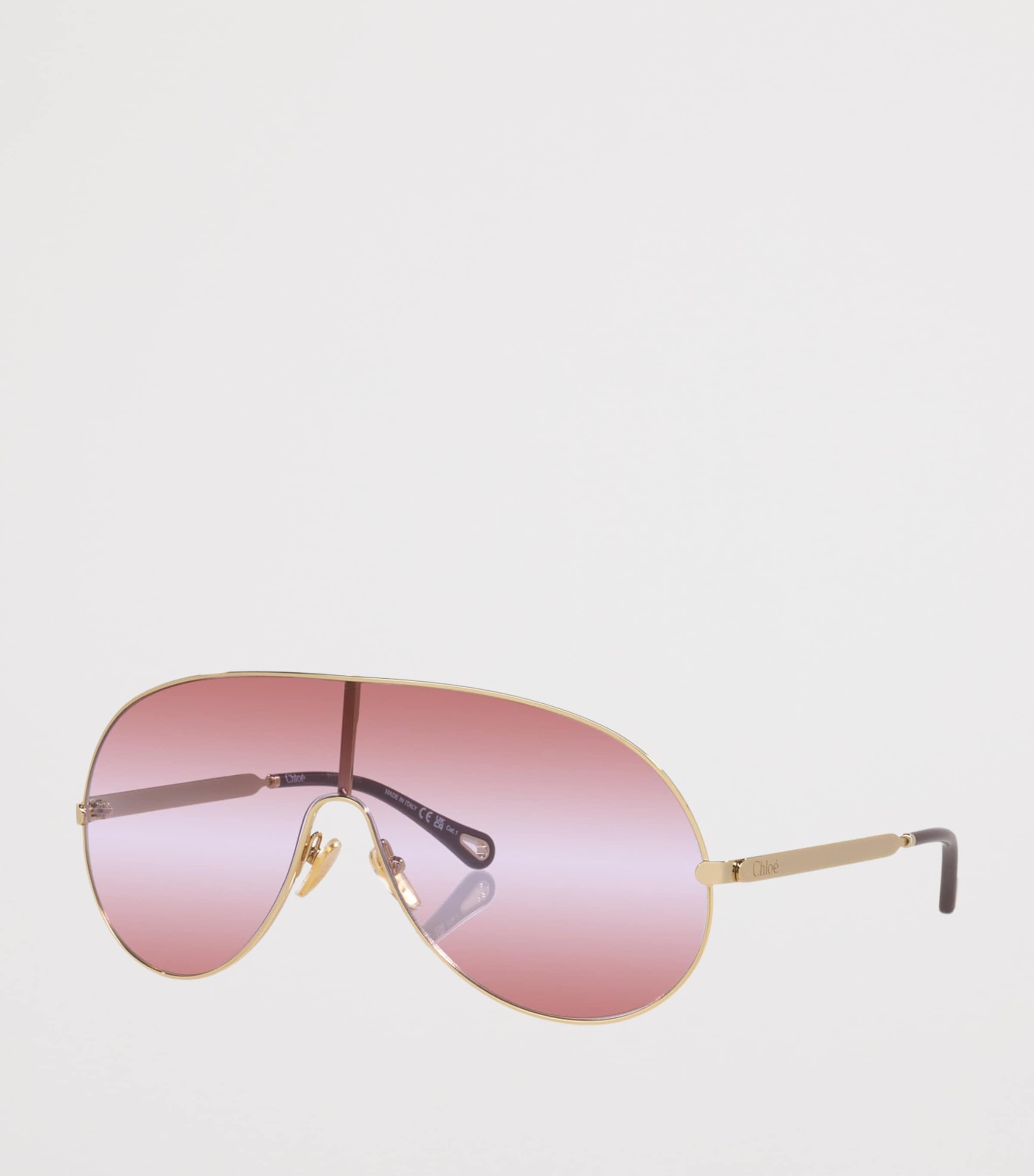 Chloé Metal Aly Shield Sunglasses Gold Image 2