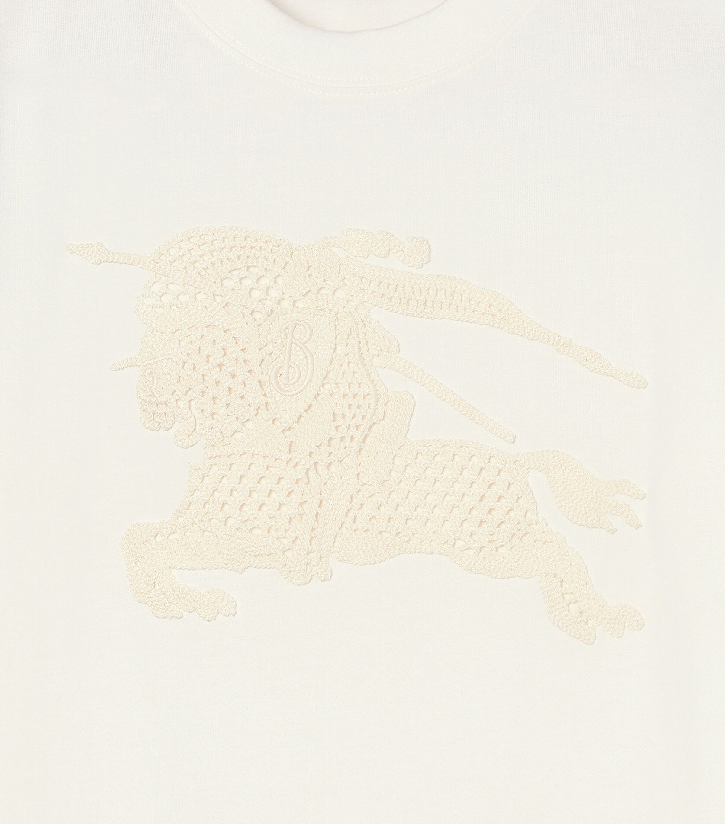 Burberry Womens Cotton Crochet EKD T-Shirt Chalk Image 4