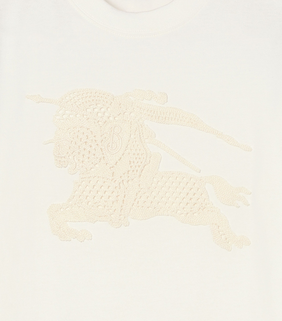 Burberry Womens Cotton Crochet EKD T-Shirt Chalk Image 4