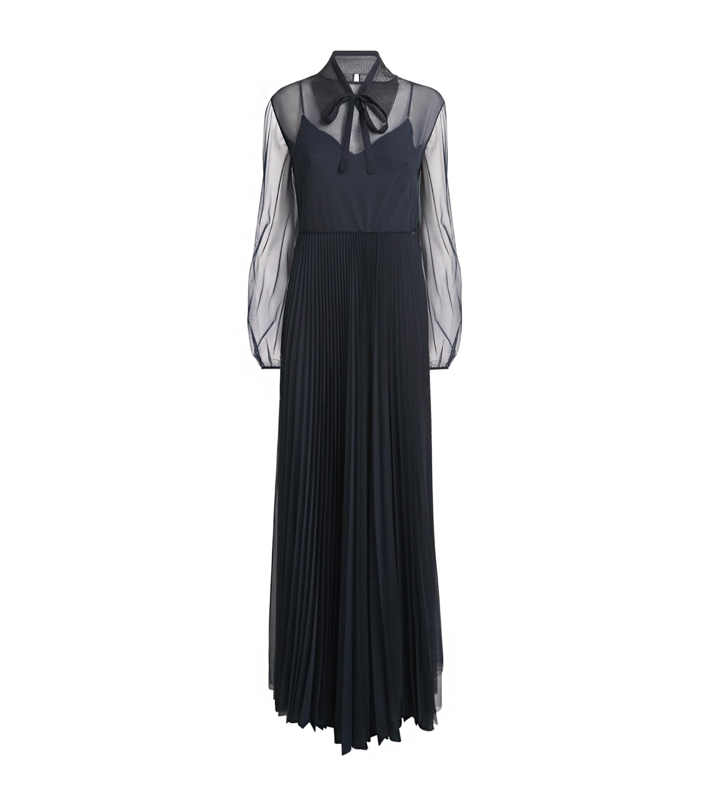 Fabiana Filippi Womens Tulle Pleated Maxi Dress Blu Notte Image 1