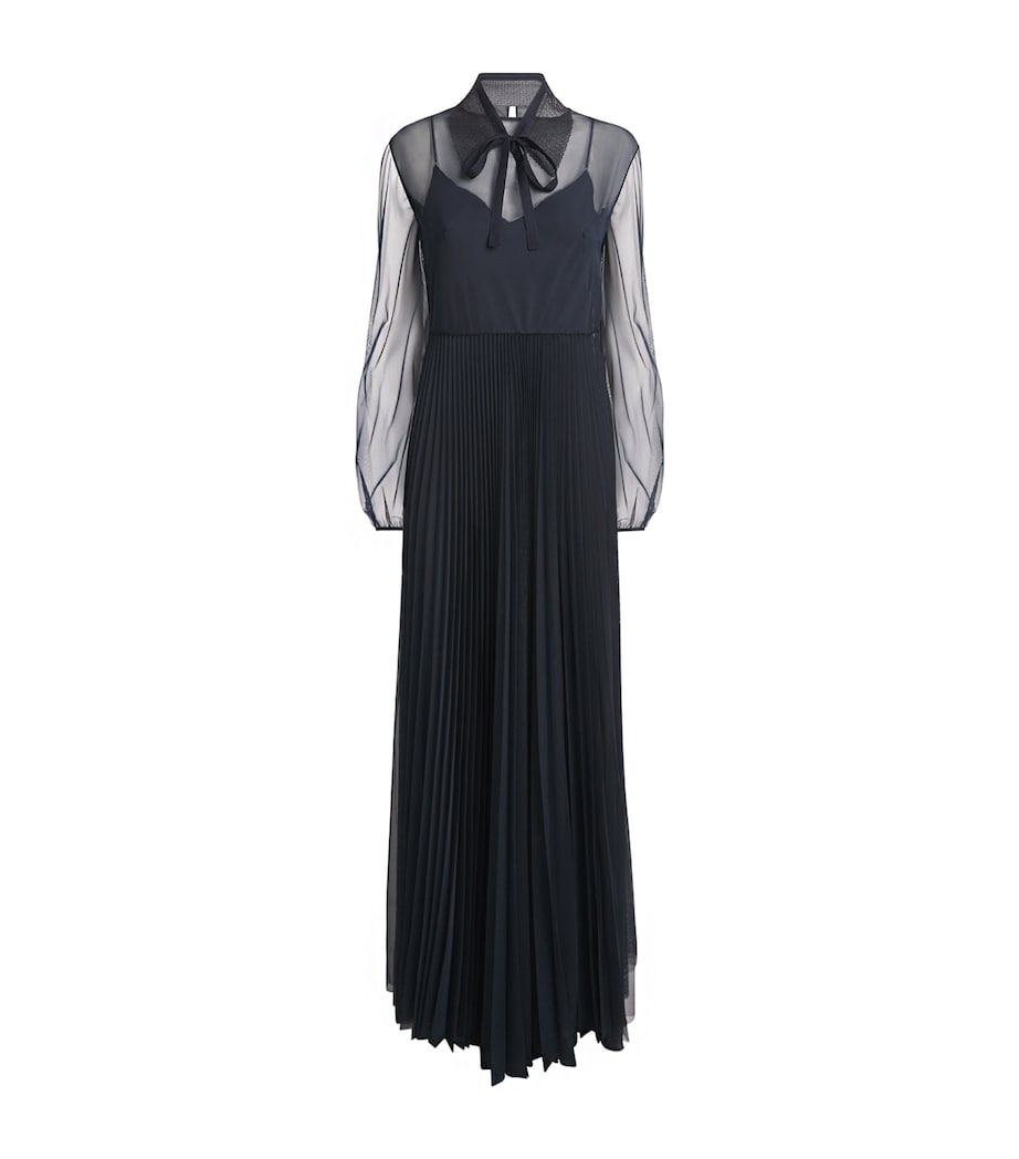 Fabiana Filippi Womens Tulle Pleated Maxi Dress Blu Notte Image 1