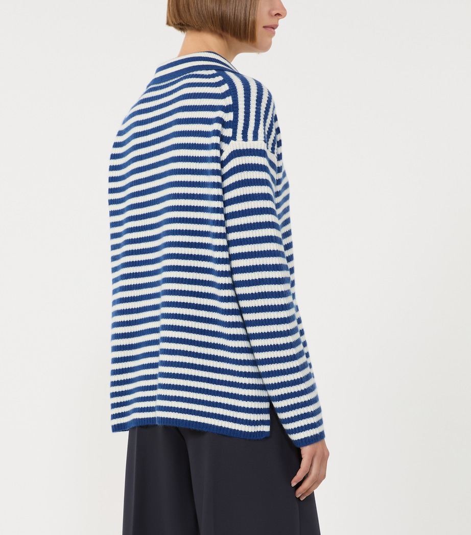 Cashmere Stripe Sweater WHITE BLUE Image 4