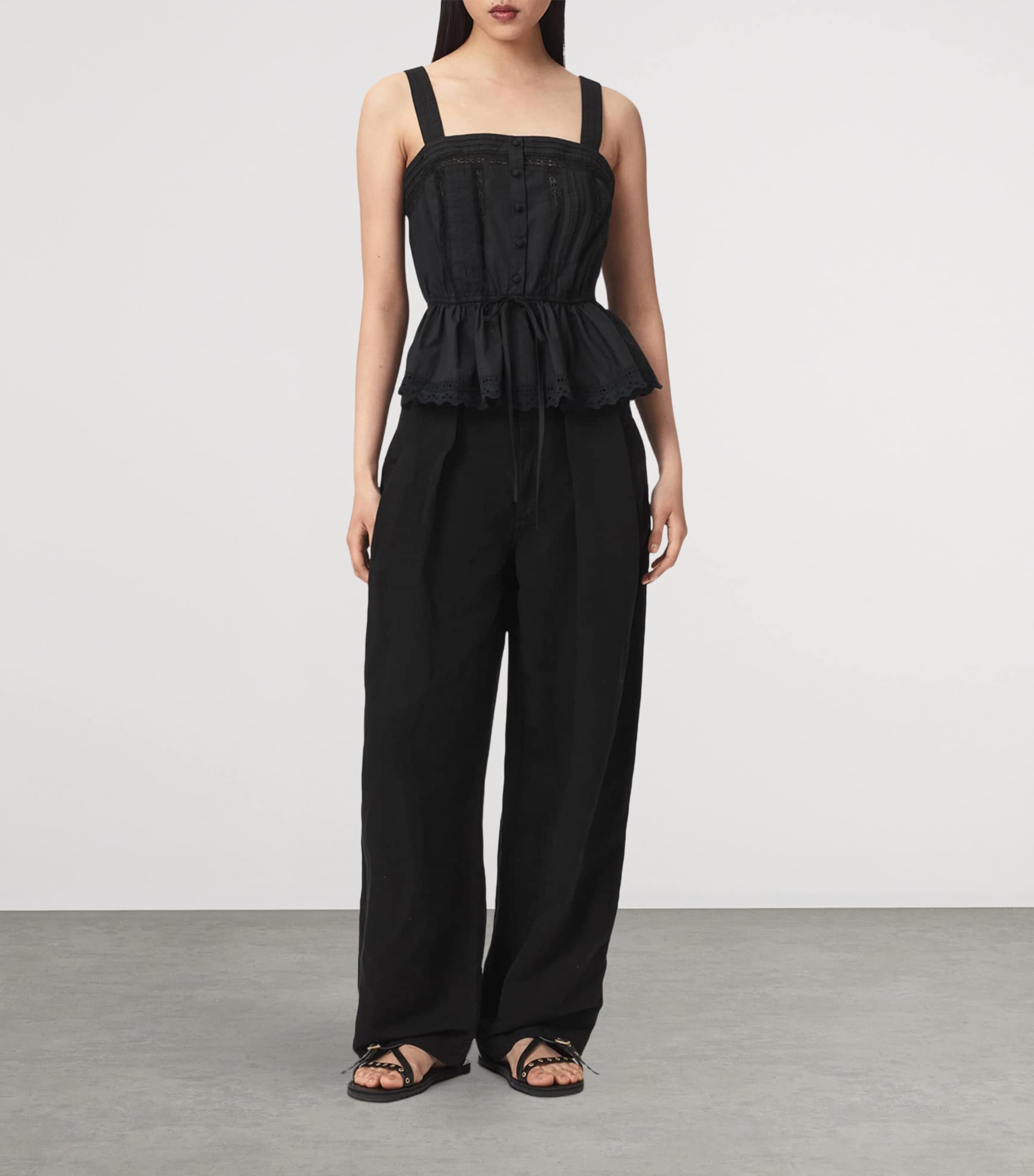 AllSaints Womens Organic Cotton Gwen Top Black Image 2